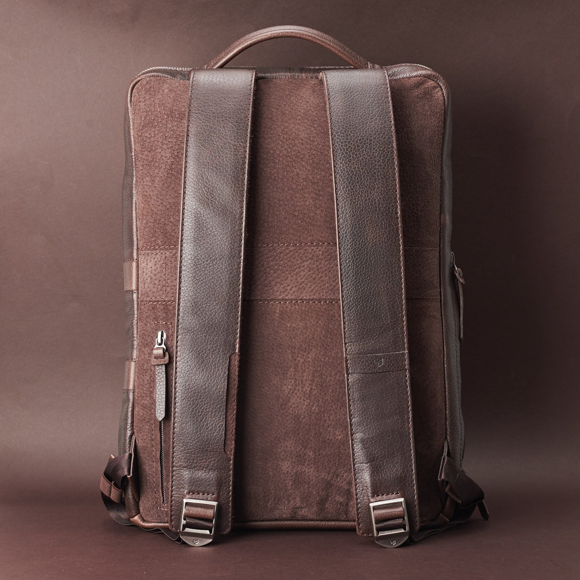 small travel backpack dark brown by capra leather