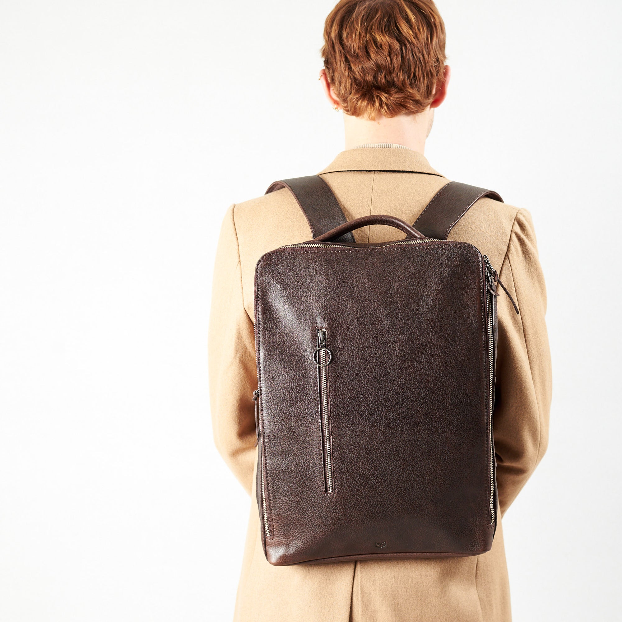 professional men's backpack dark brown by capra leather
