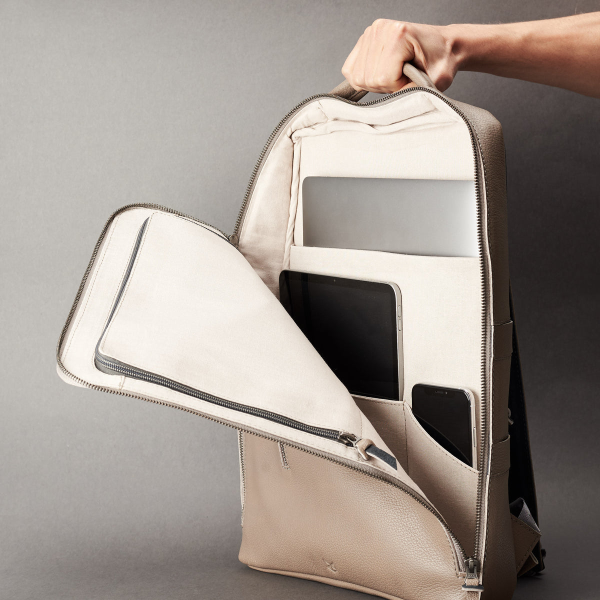 full grain leather laptop bag grey by capra leather