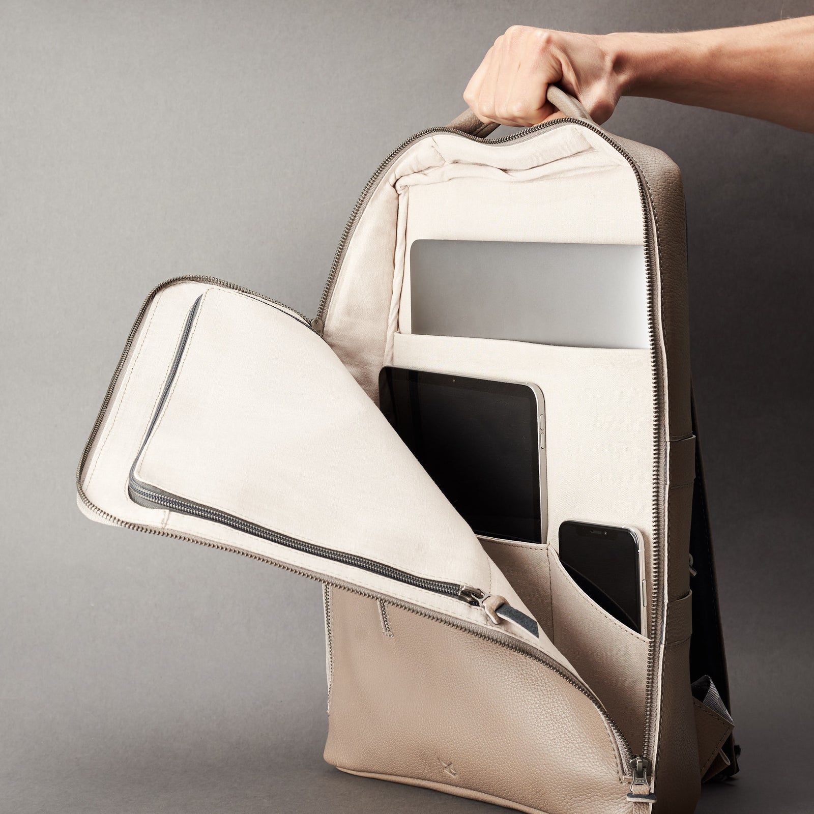 full grain leather laptop bag grey by capra leather