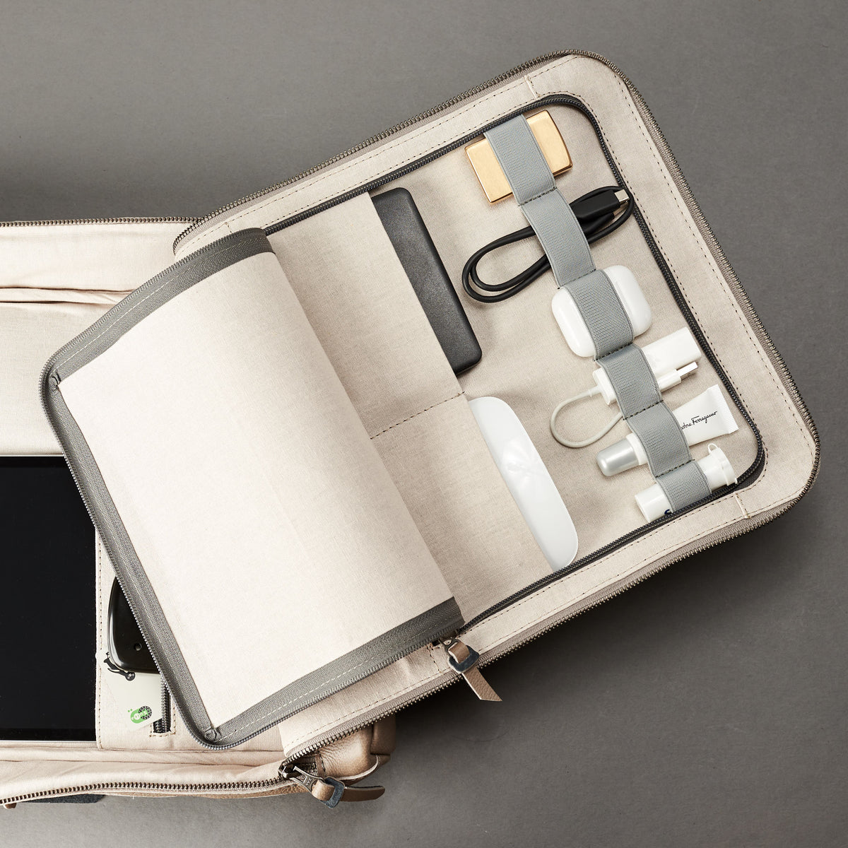 carry on travel backpack grey by capra leather