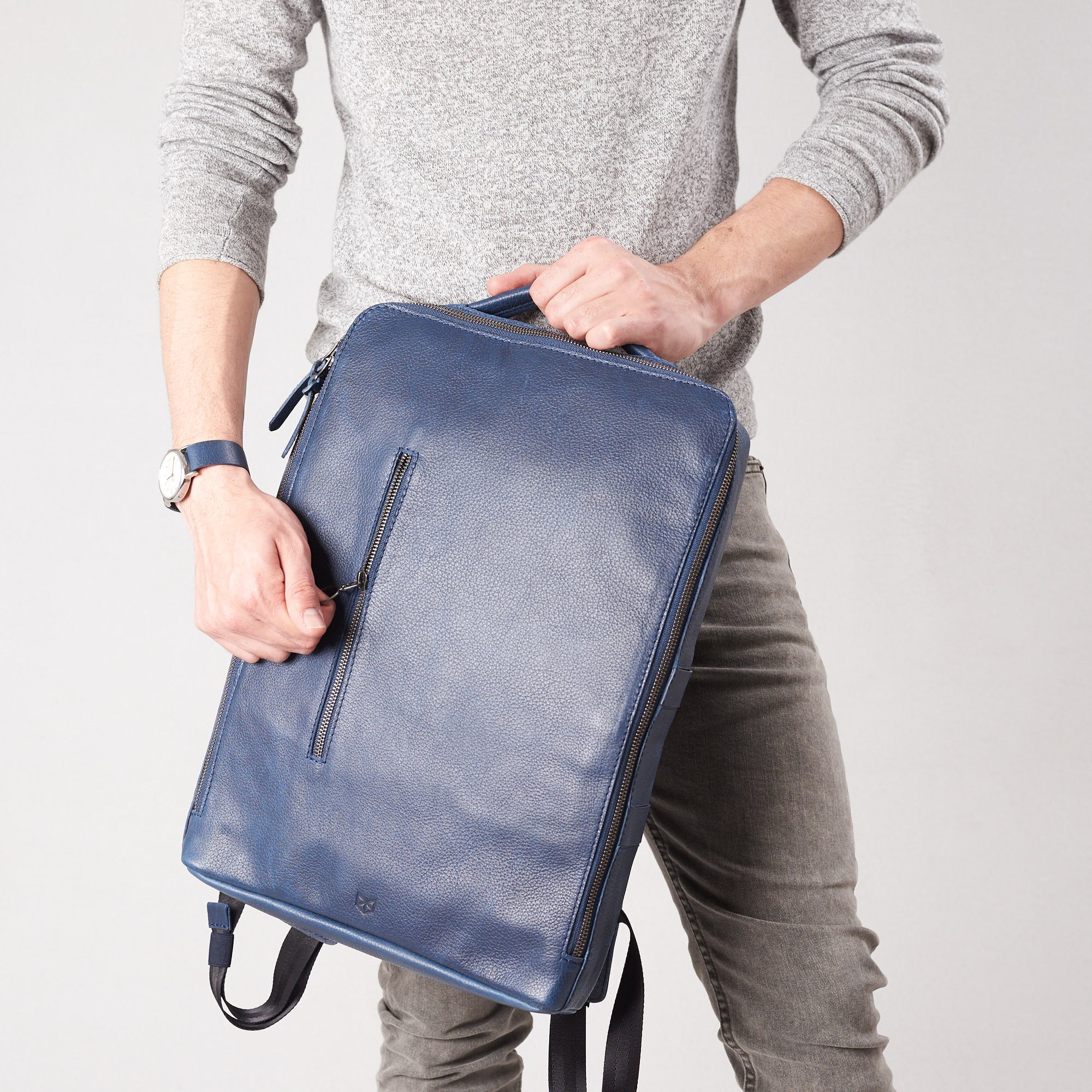 mens leather laptop bag navy by capra leather