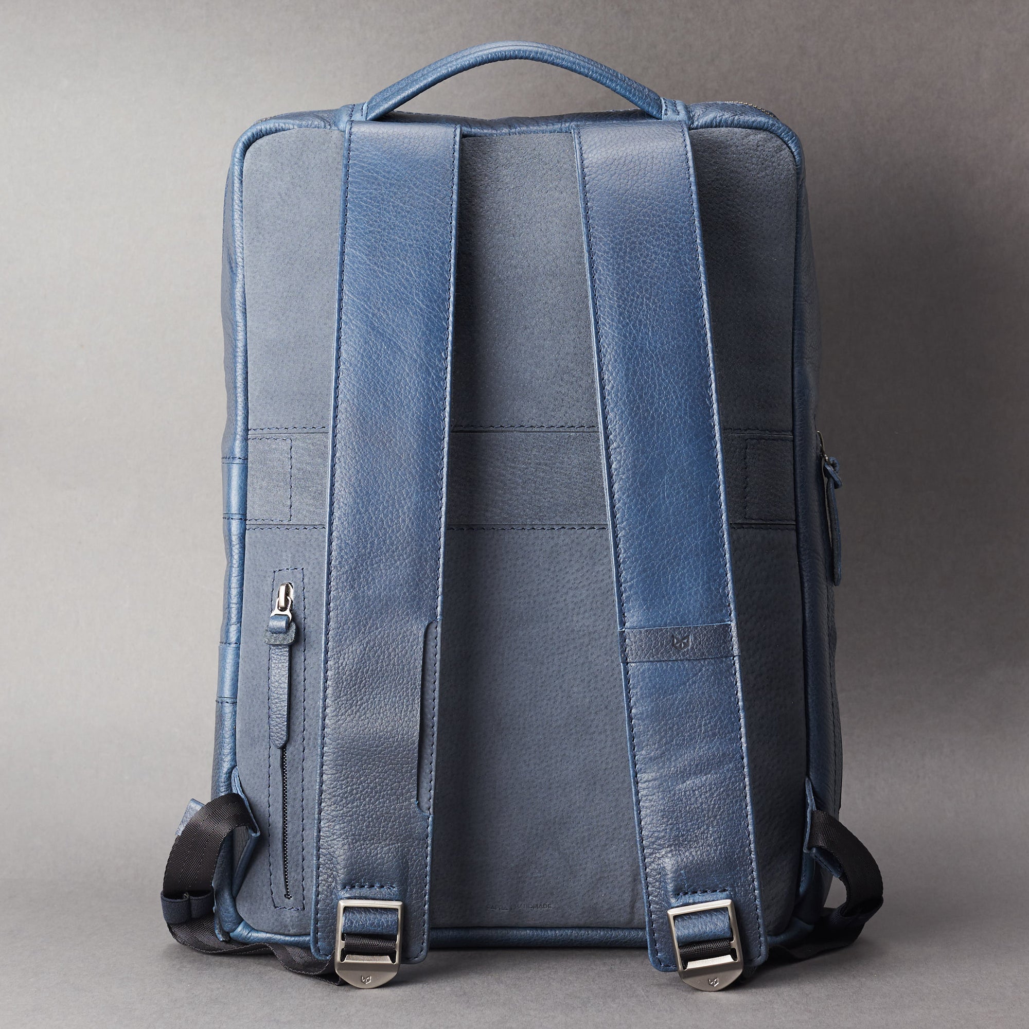 mens leather travel backpack navy by capra
