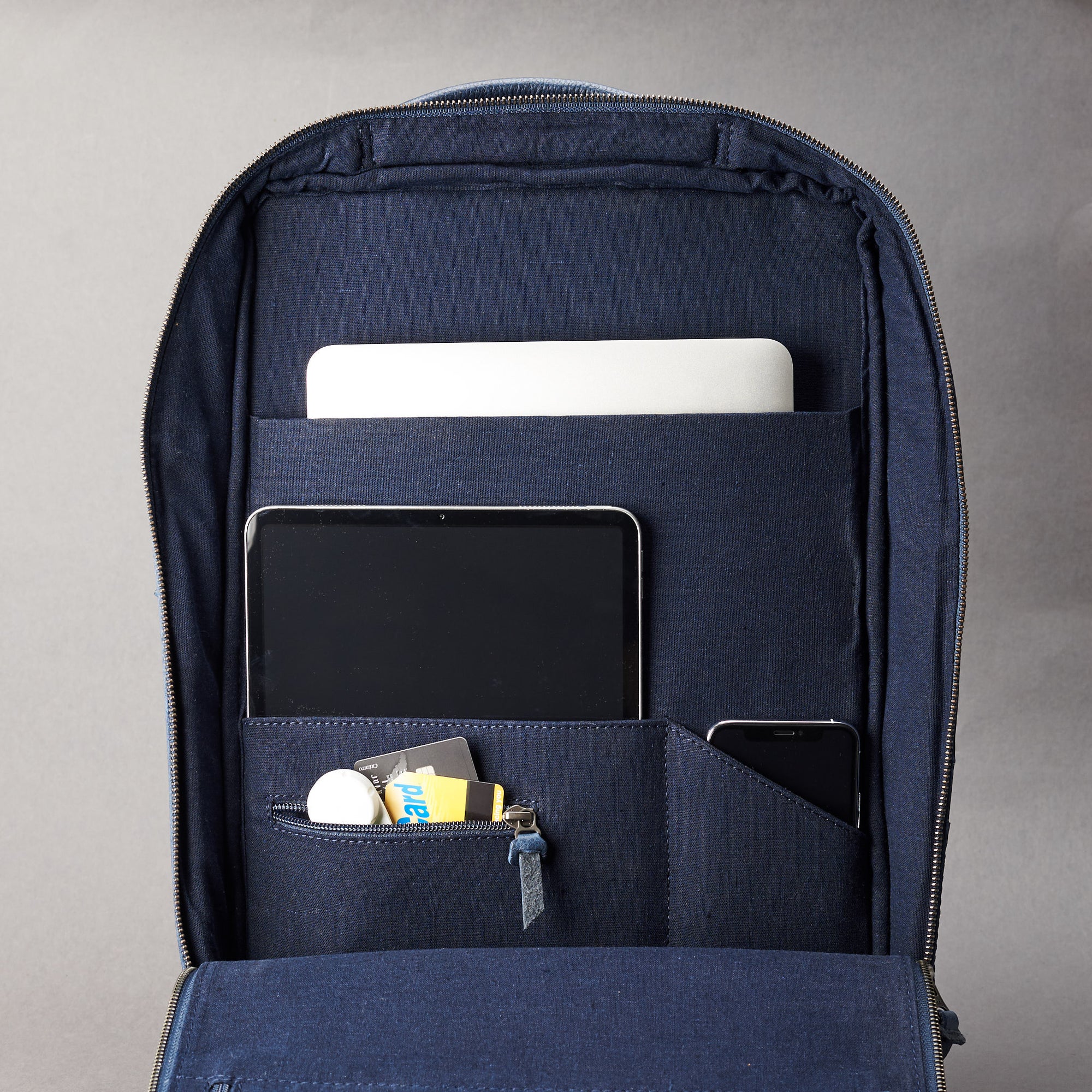 laptop backpack navy by capra leather
