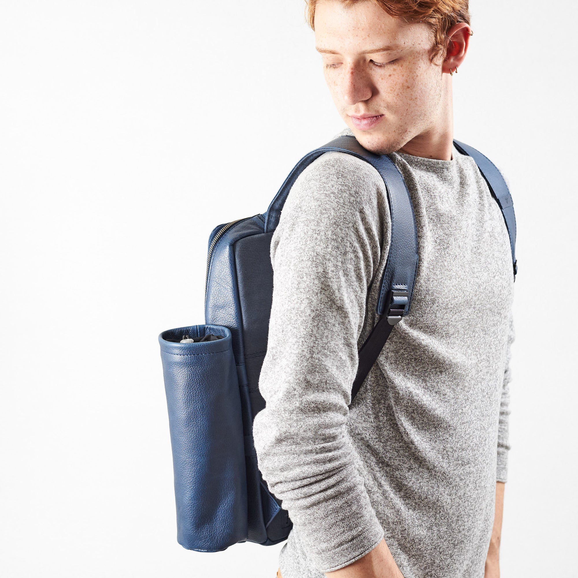 leather backpack men navy by capra leather