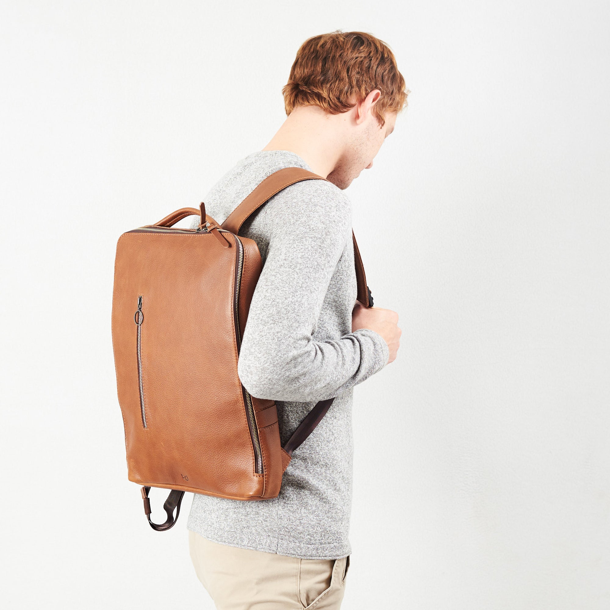 leather backpack computer bag tan by capra leather