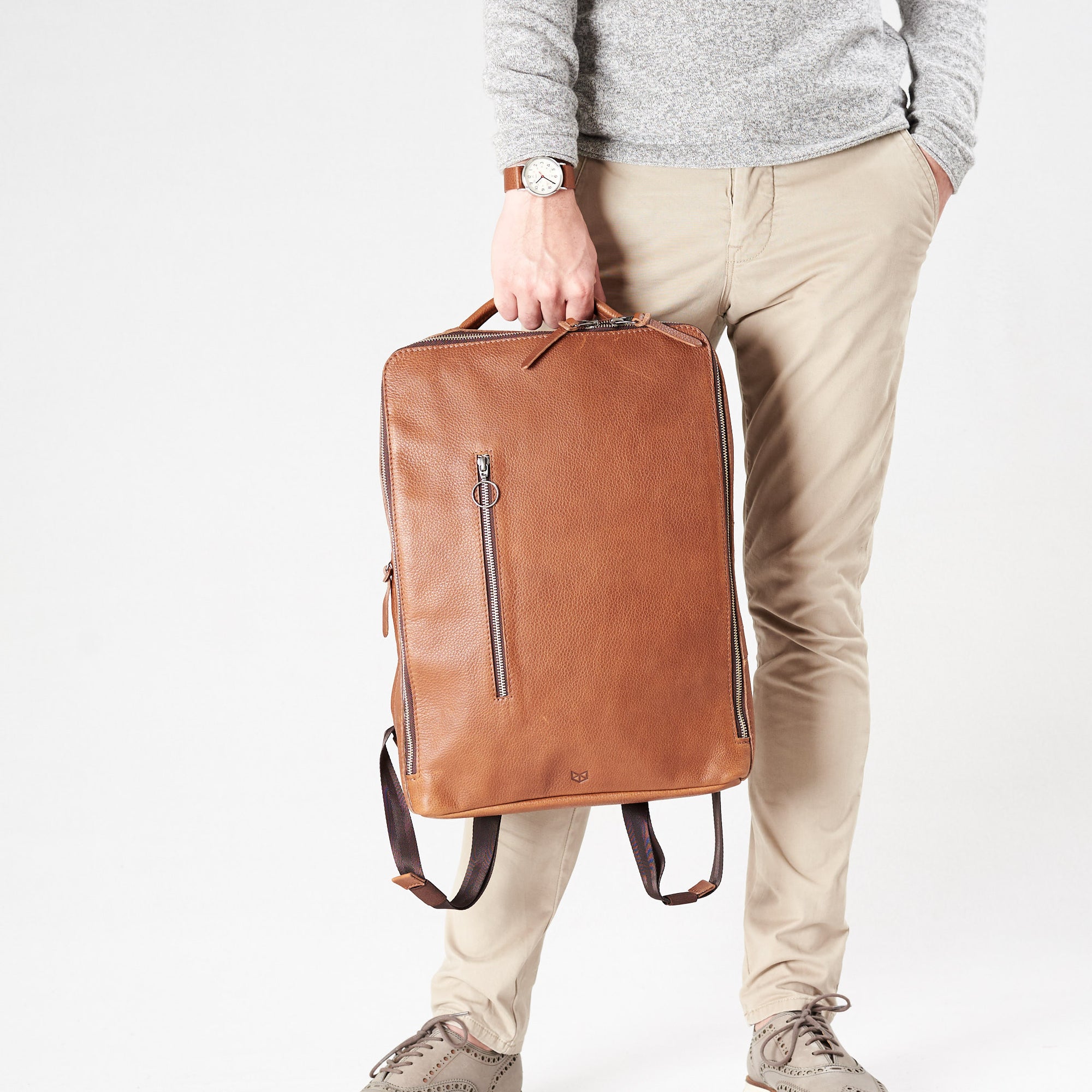 best mens laptop backpack tan by capra leather