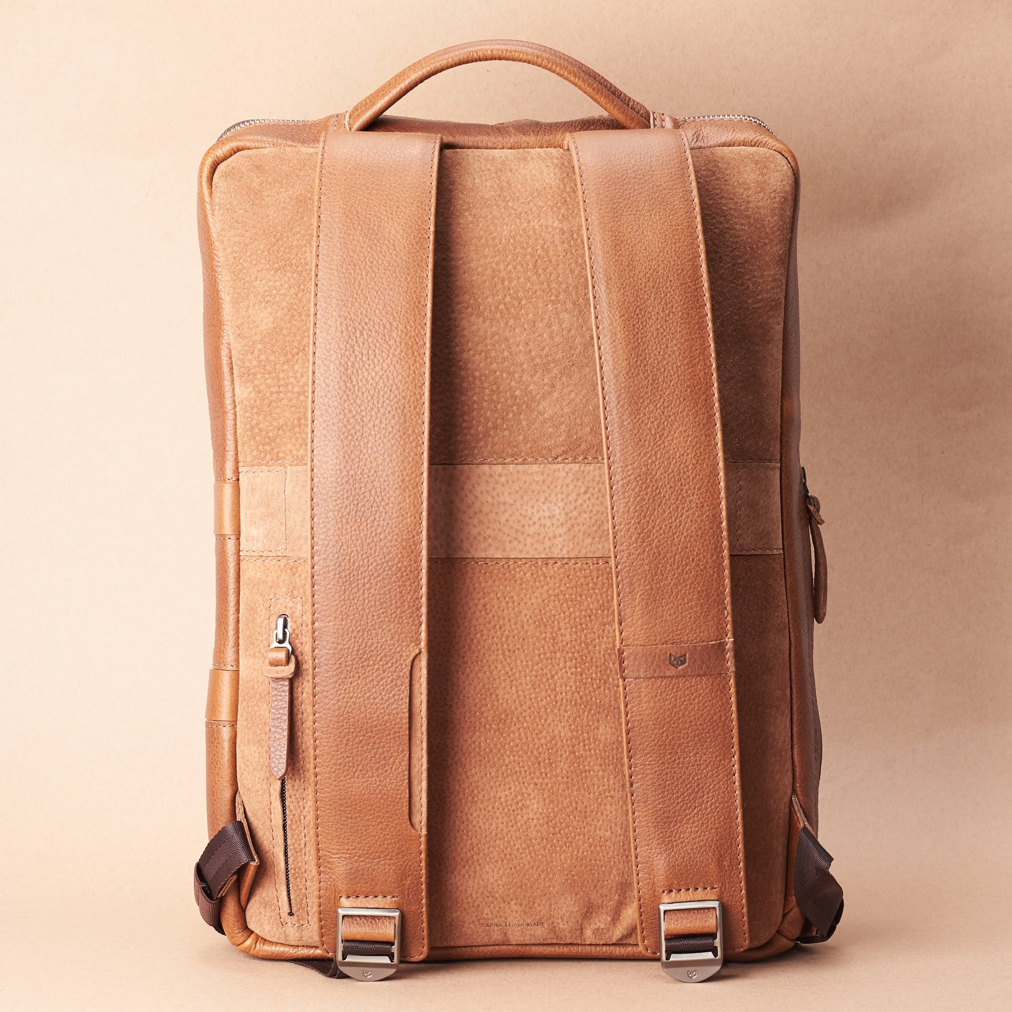 best travel backpack tan by capra leather