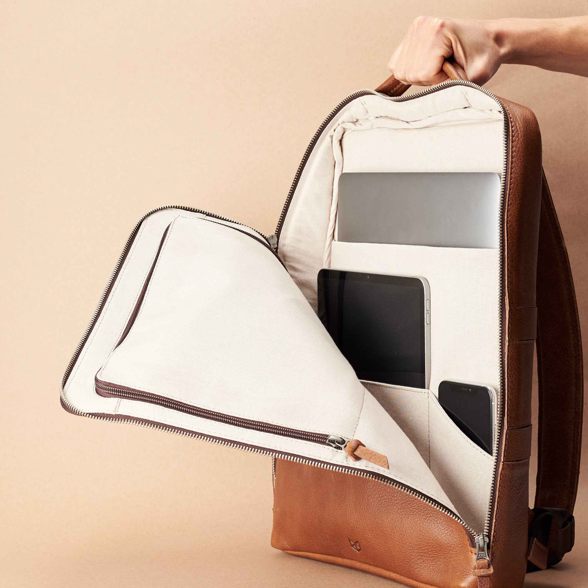 business laptop backpacks tan by capra leather