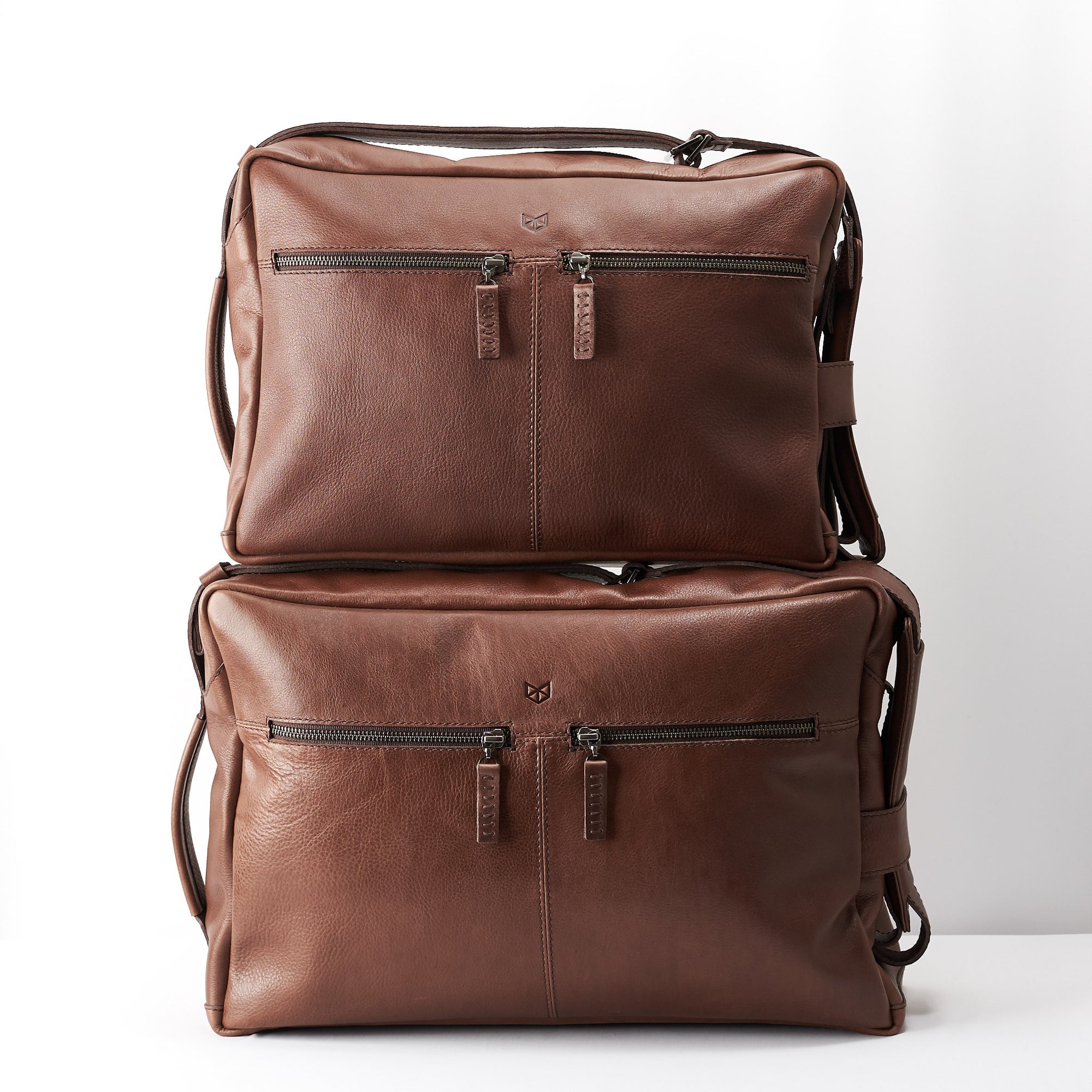 Bag sizes. Brown handmade leather messenger bag for men. Custom weekender bag for mens gifts