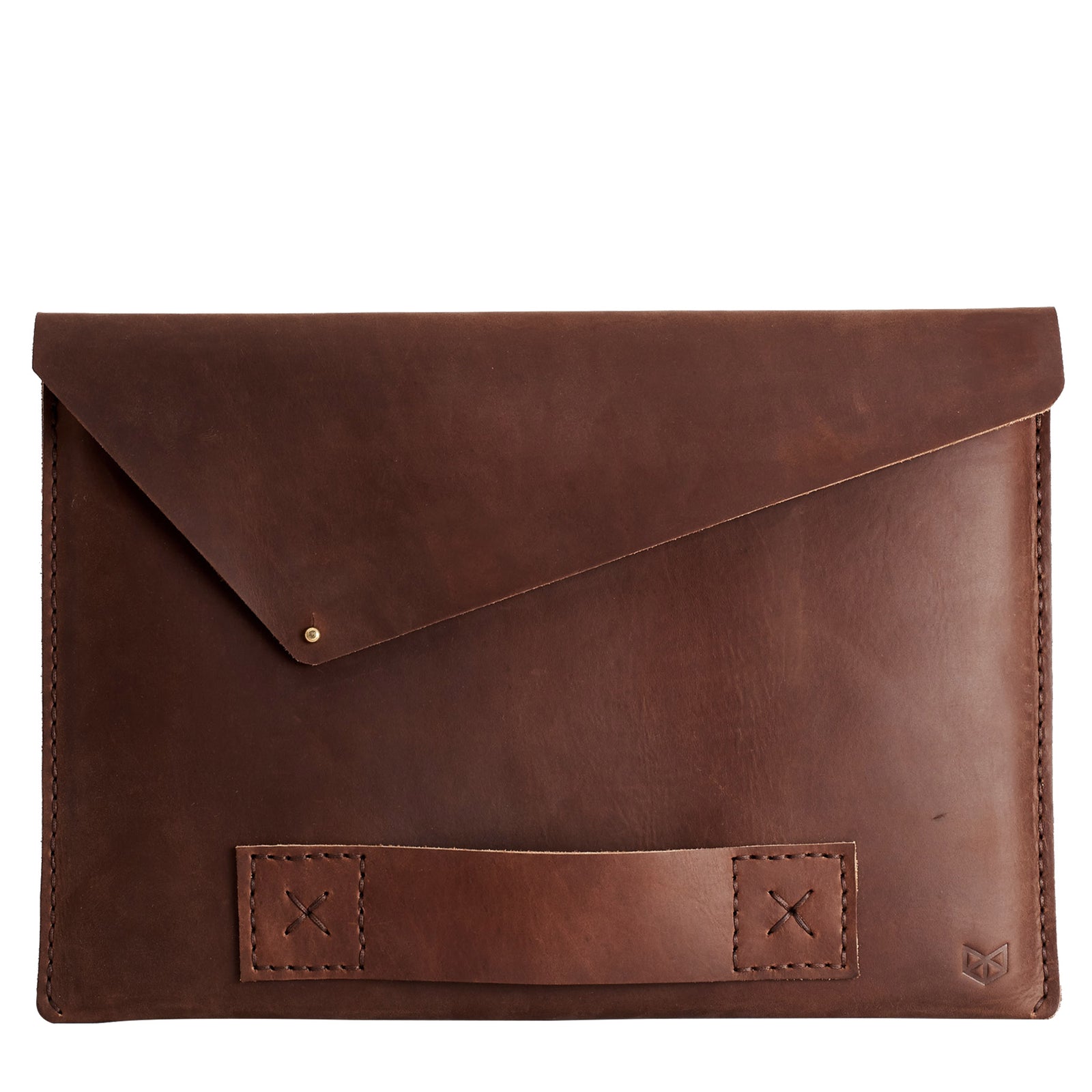 Closed. Canela Leather MacBook Case. Slant MacBook Sleeve by Capra Leather