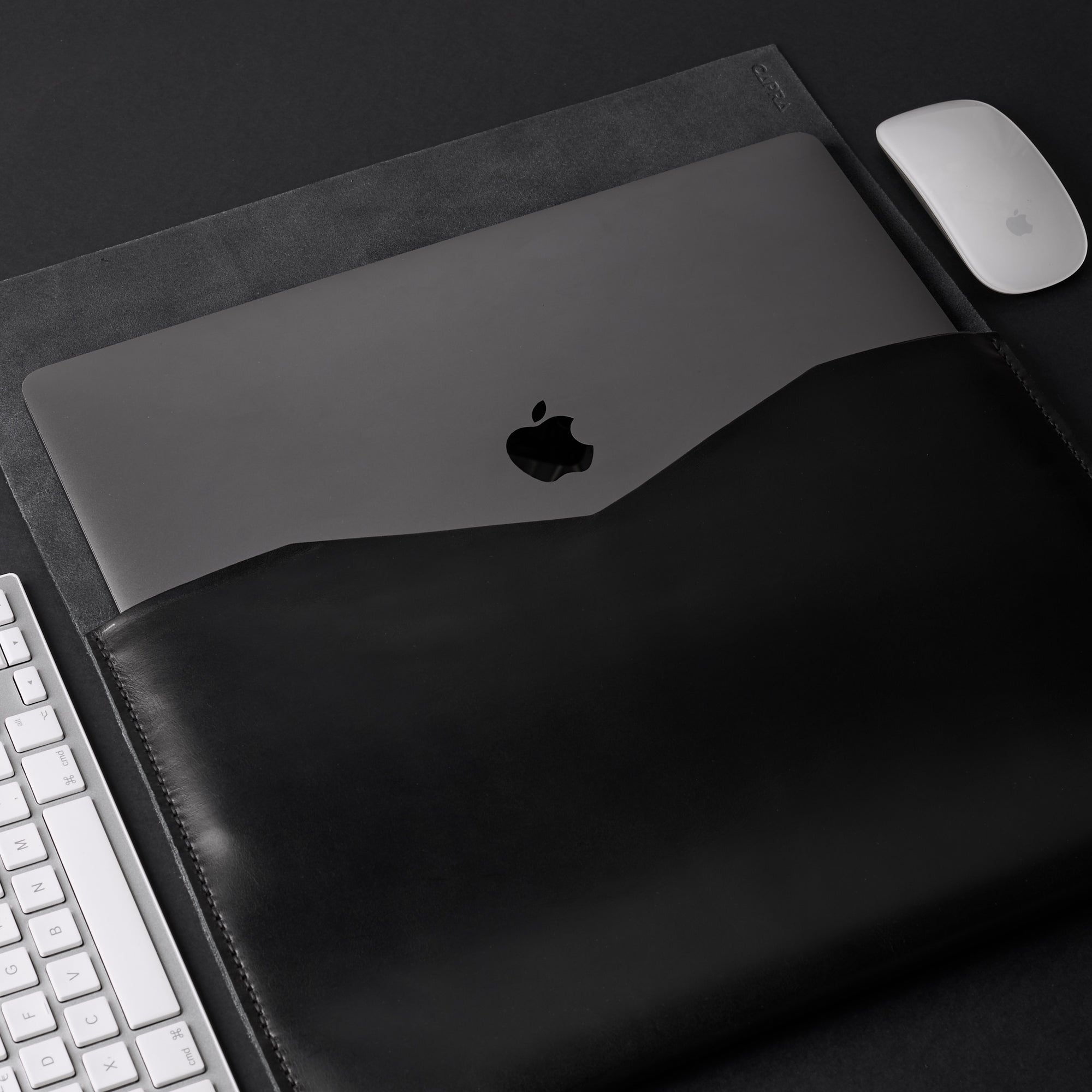 MacBook Pro. Black Leather MacBook Case. MacBook Sleeve by Capra Leather