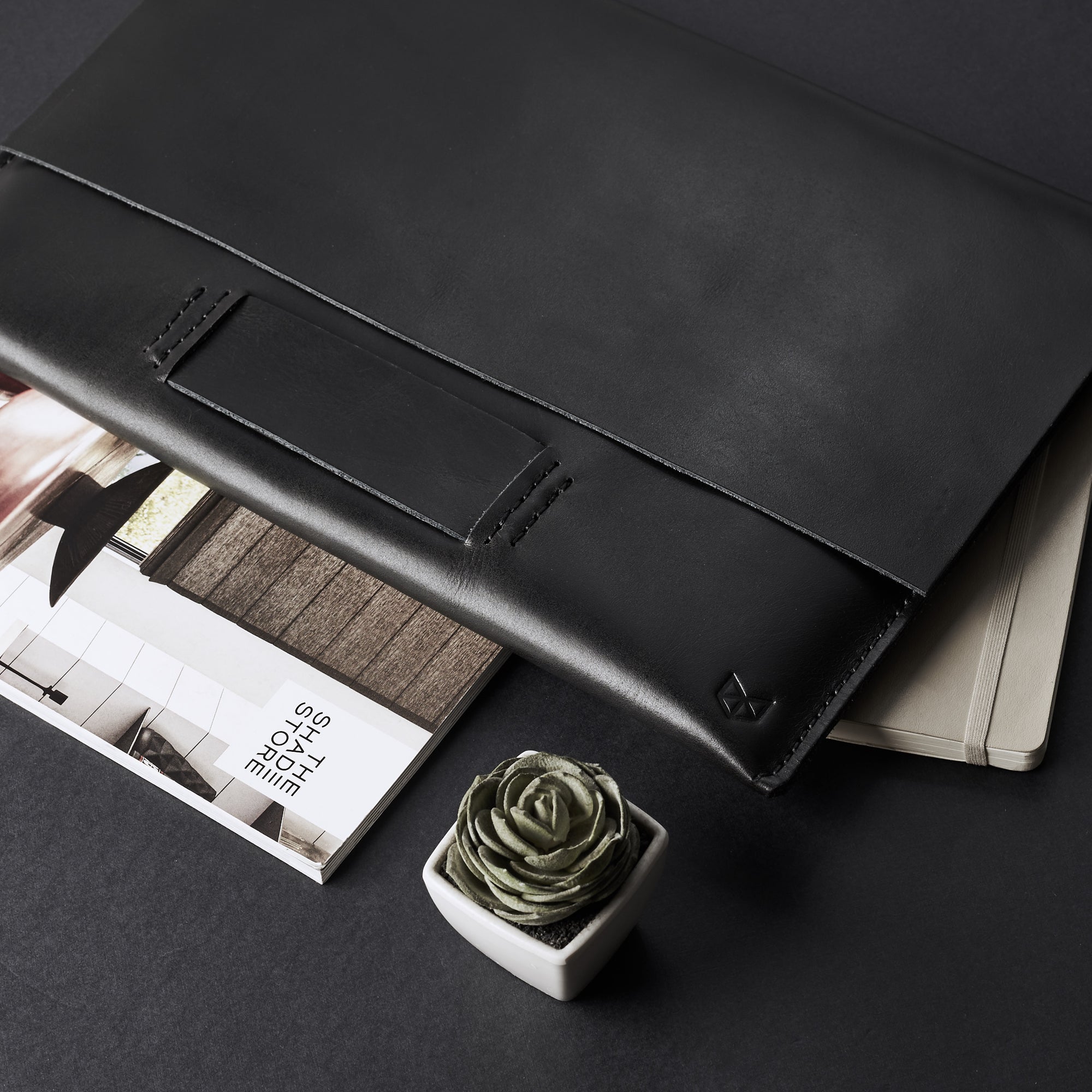 Style. Black Leather MacBook Case. Walker MacBook Sleeve by Capra Leather 