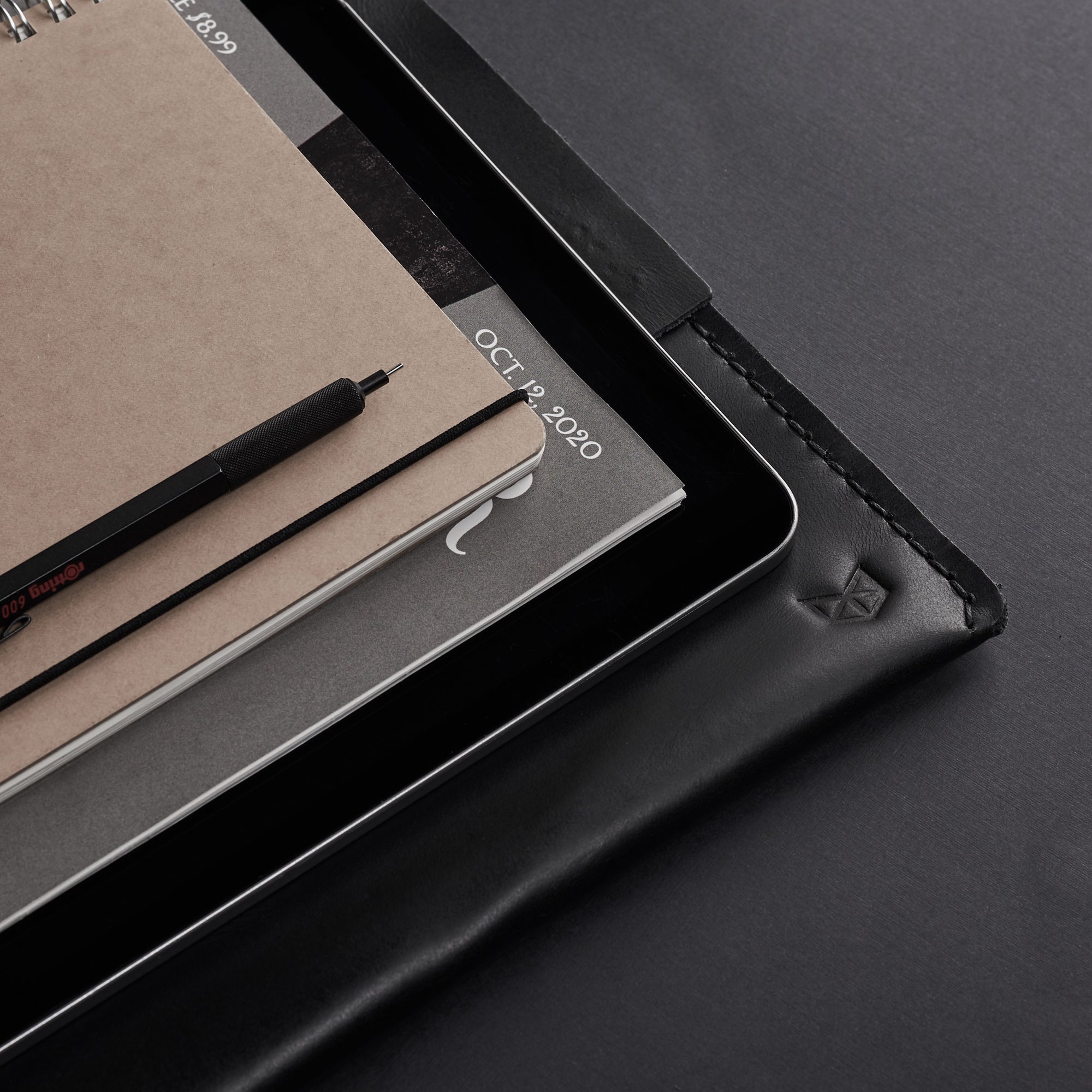 Style. Black Leather Minial iPad Sleeve Case by Capra Leather