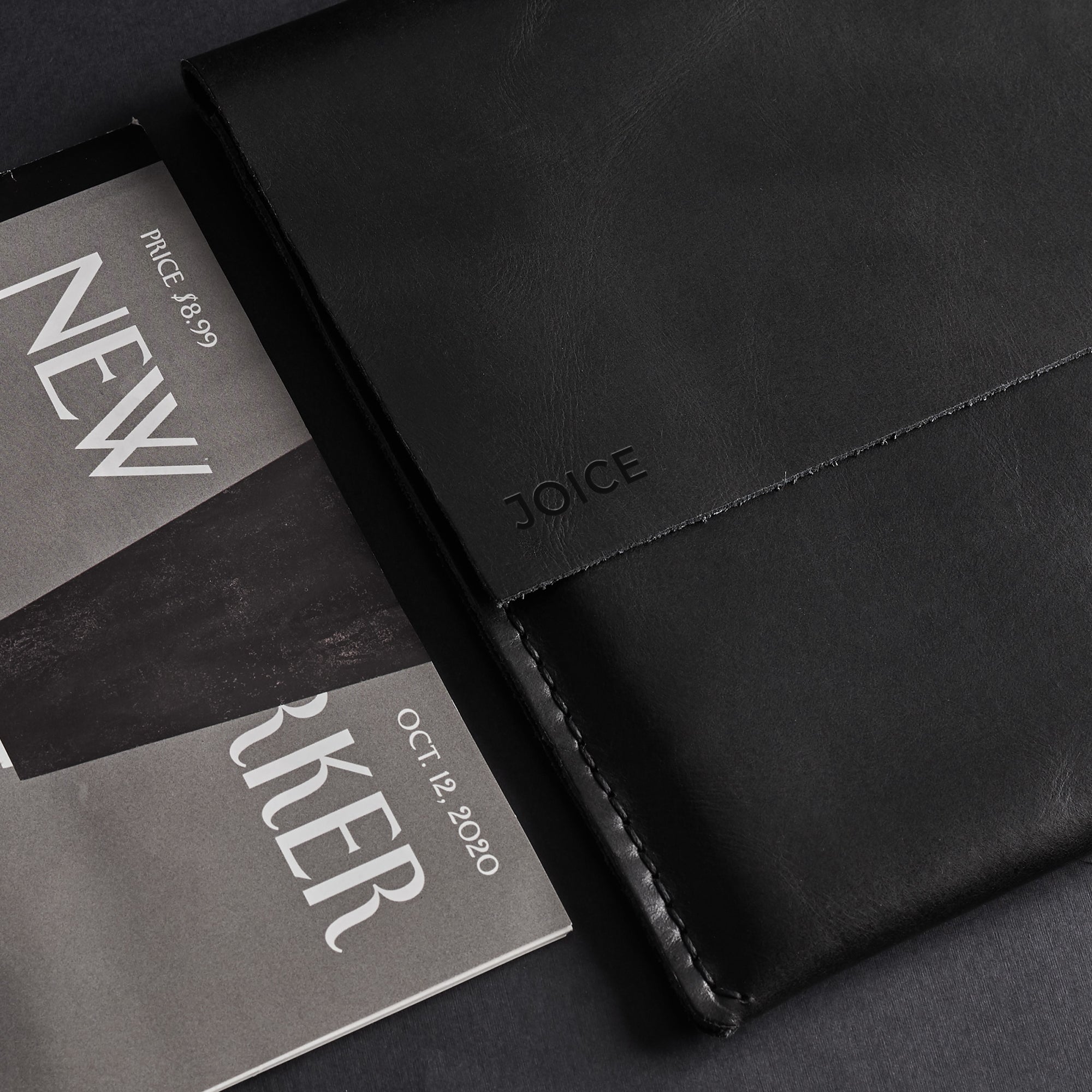 Custom engraving. Black Leather Minial iPad Sleeve Case by Capra Leather