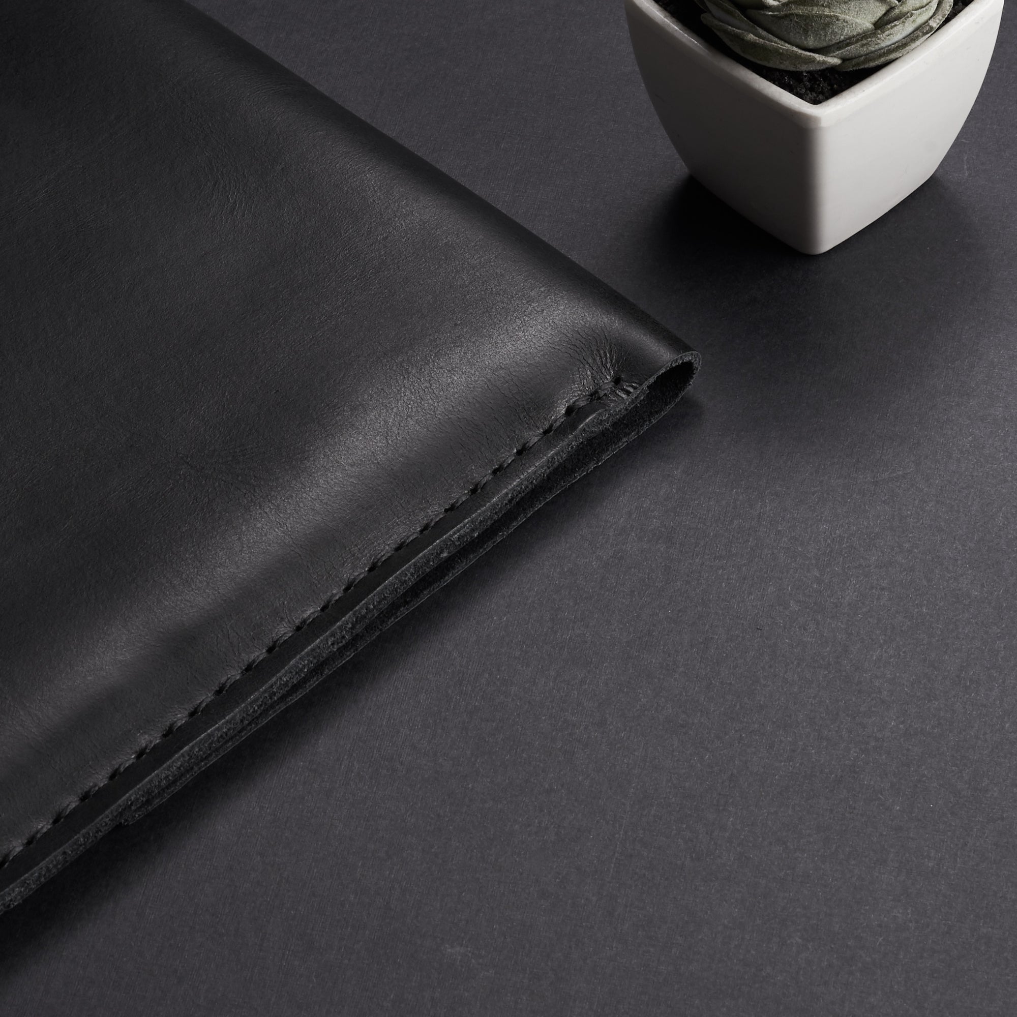 Hand stitched. Black Leather Minial iPad Sleeve Case by Capra Leather