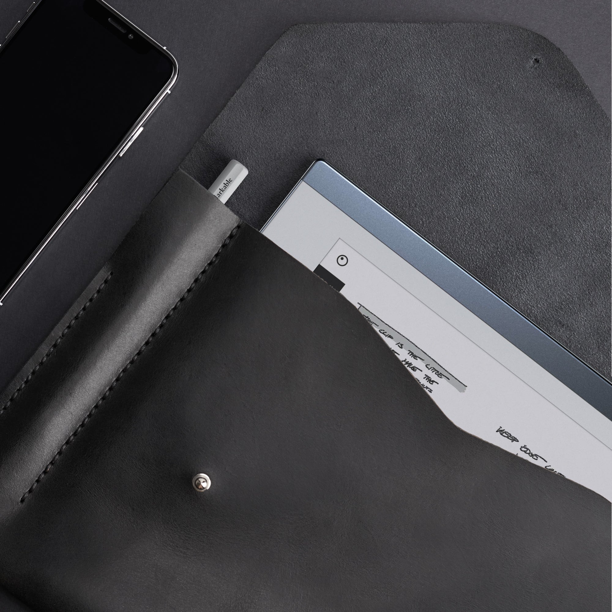 Marker holder. Black Leather reMarkable 1 Cover Case Sleeve With Marker Holder by Capra Leather