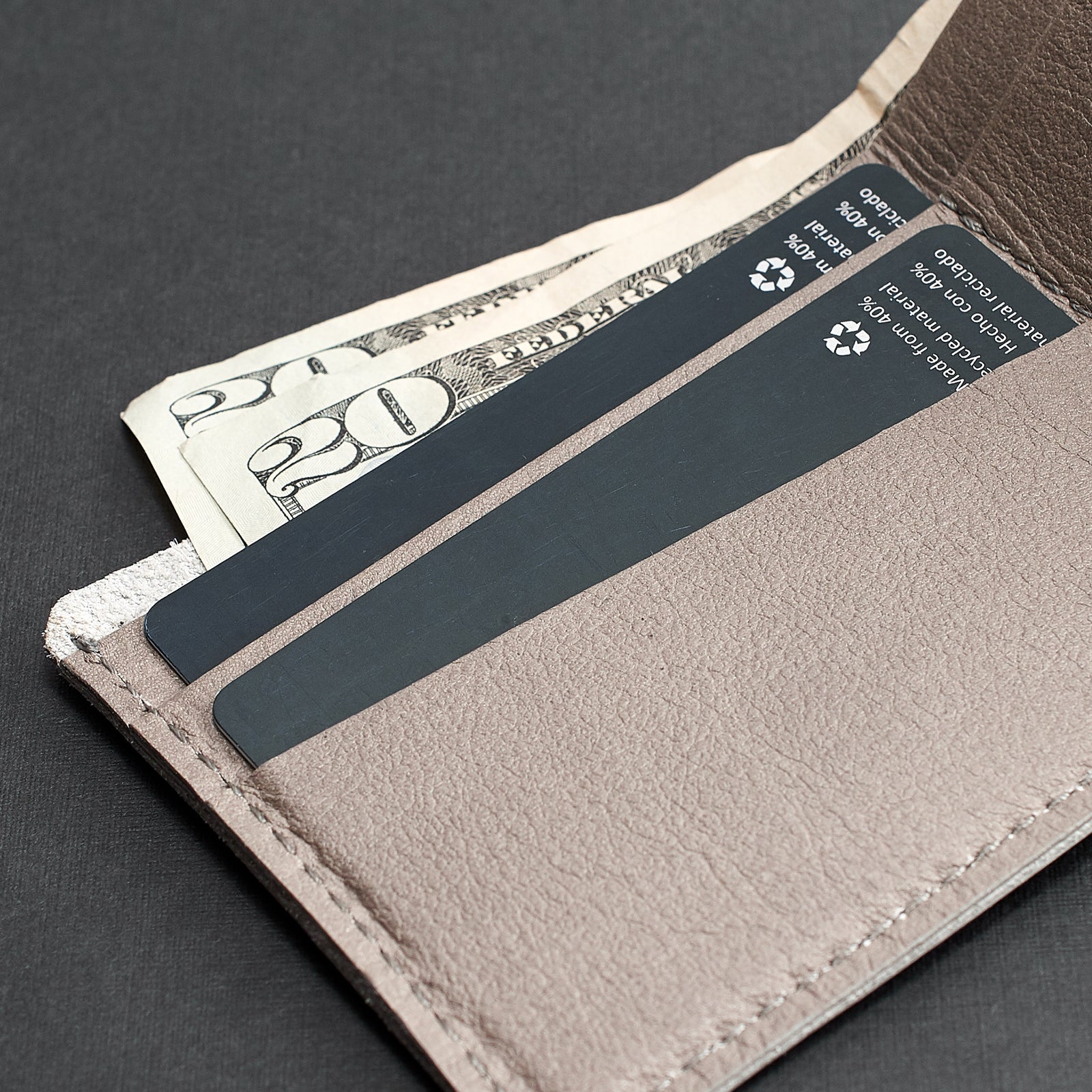 Style. Grey leather slim wallet, gifts for men, handmade accessories, minimalist full grain leather thin wallet