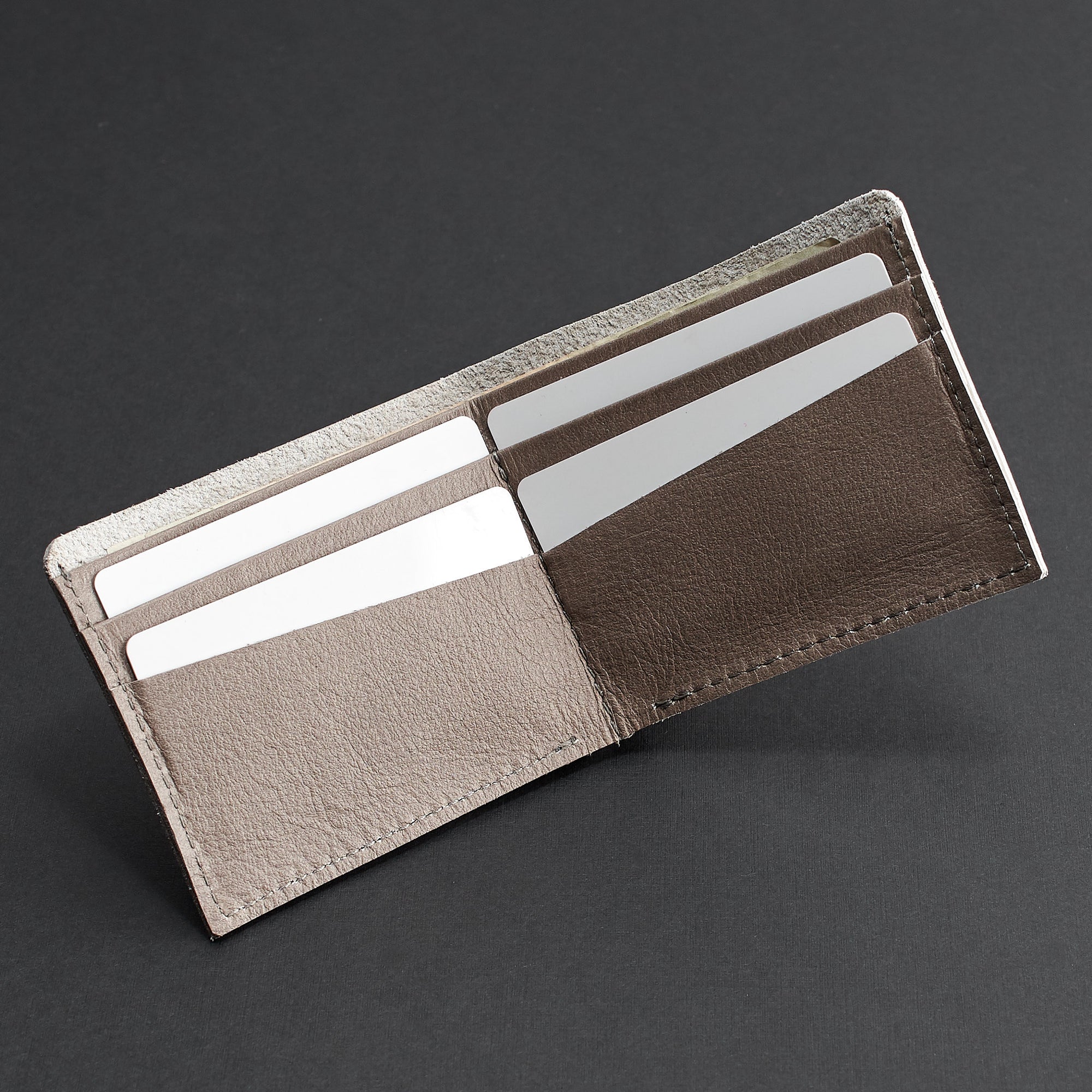 Style. Grey leather slim wallet, gifts for men, handmade accessories, minimalist full grain leather thin wallet