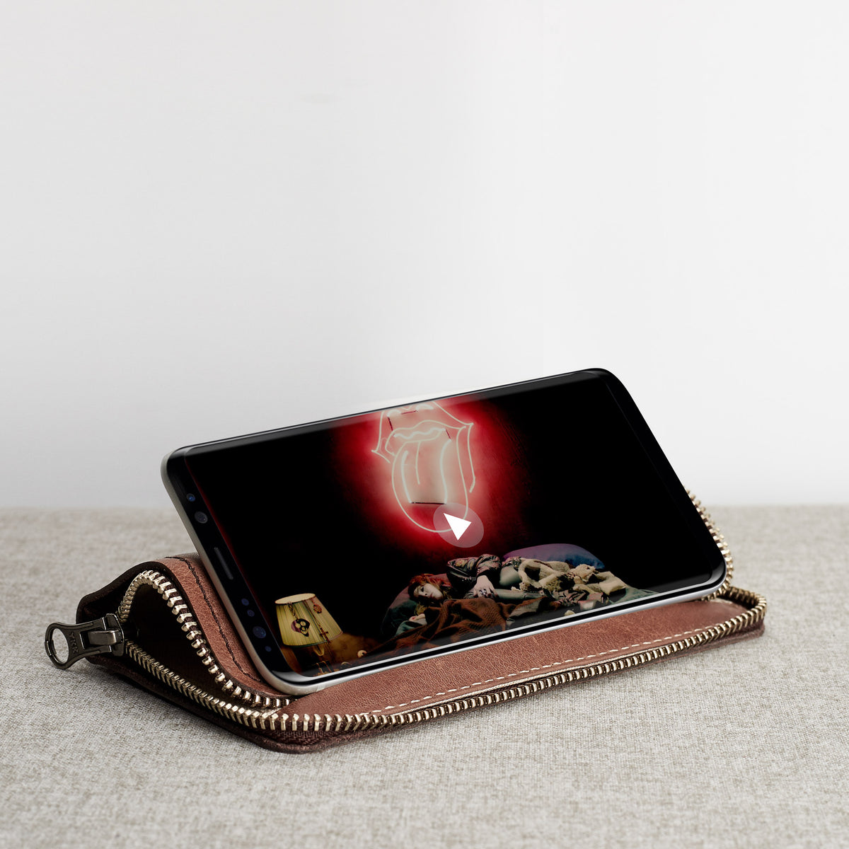 Hands free stand. Handcrafted leather stand case for the Samsung Galaxy S8 and S8 Plus. Samsung sleeve wallet with card holder