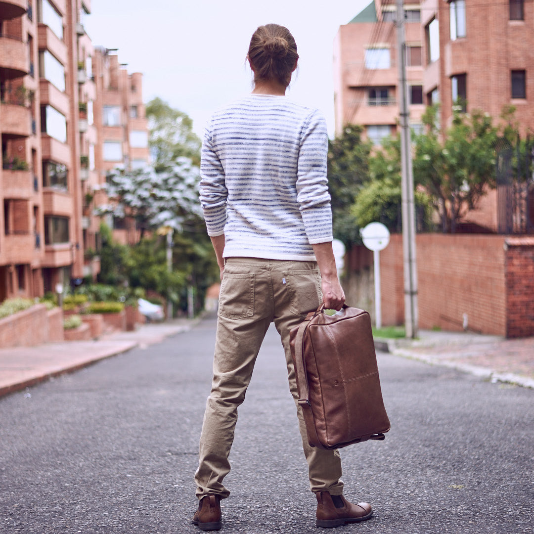 Urban Style. Brown handmade leather messenger bag for men. Custom weekender bag for mens gifts