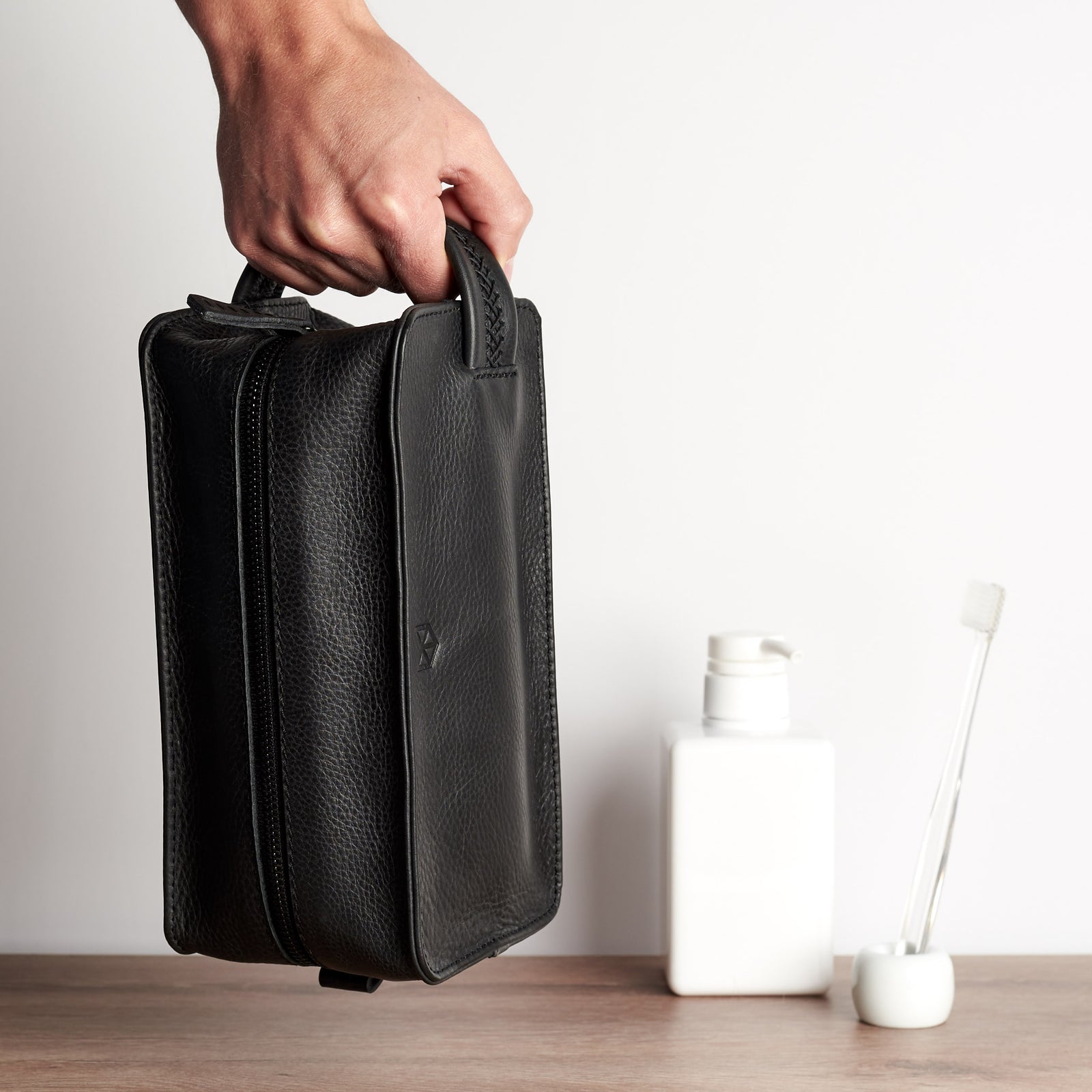 Style photo. leather shaving bag. Groomsmen gifts for men. Handmade leather travel toiletry bag