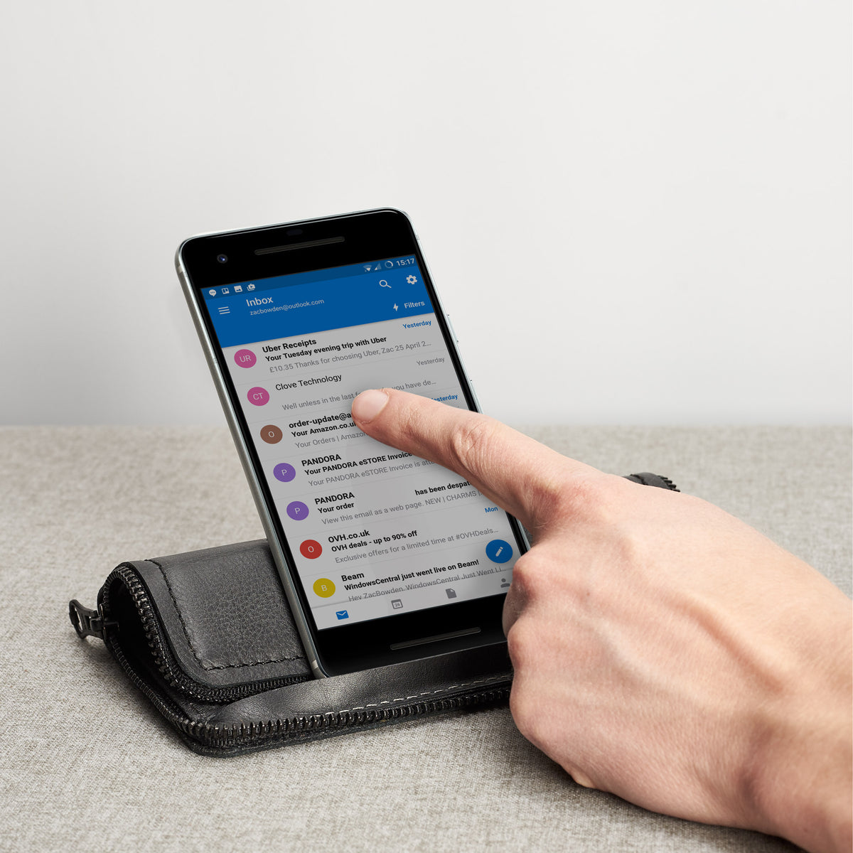 Portrait feature. Black carefully handcrafted leather case stand wallet for new Google Pixel 2 and 2 XL. Men's Pixel sleeve with card holder.