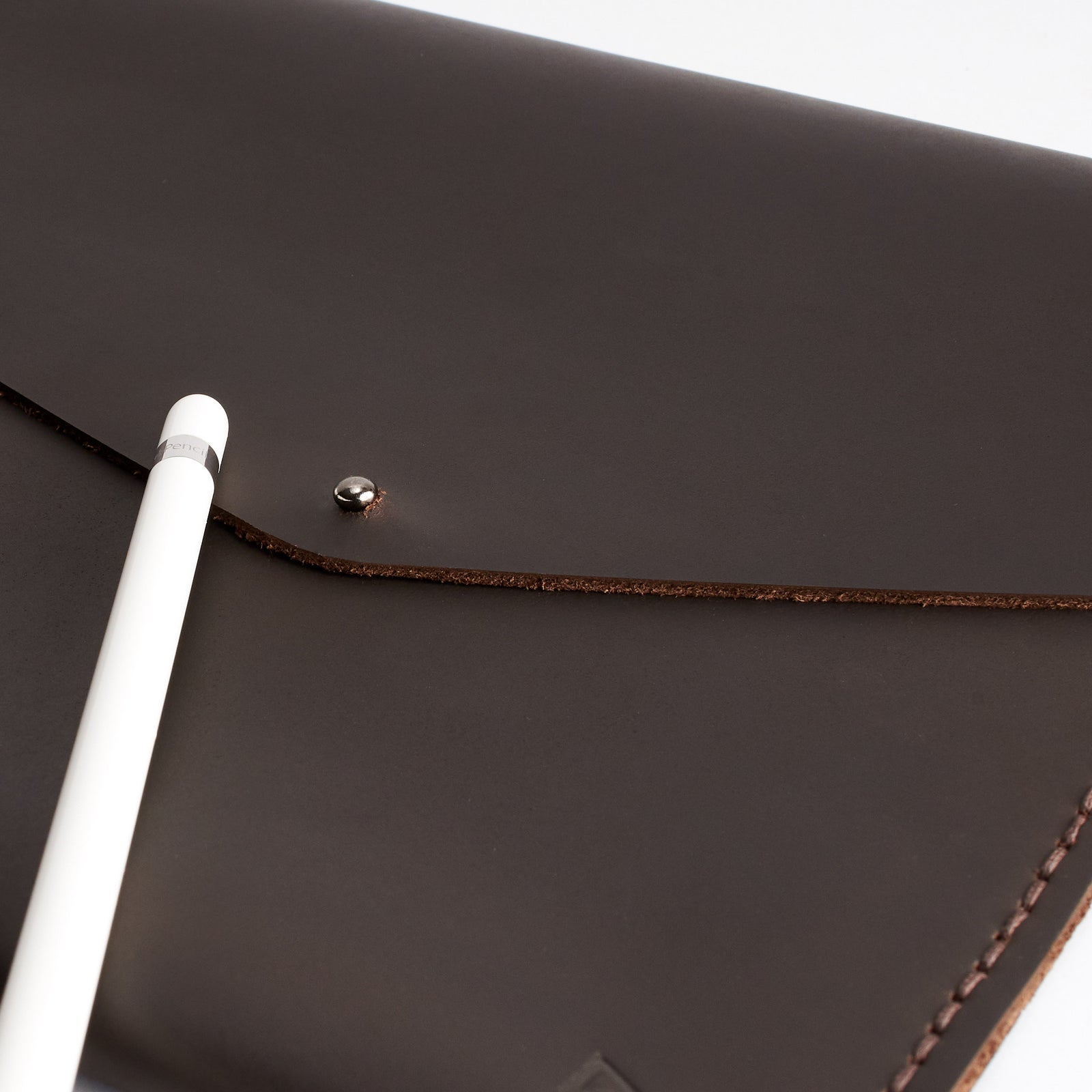 Silver Pin. iPad Sleeve. iPad Leather Case Brown With Apple Pencil Holder by Capra Leather