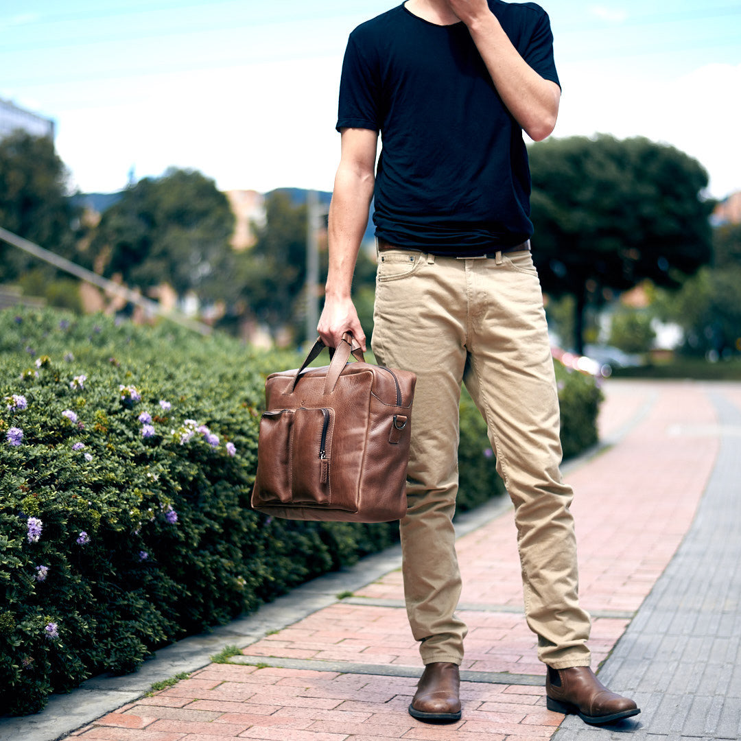 Urban style. Brown handmade leather messenger bag for men. Commuter bag, designer satchel mens bag
