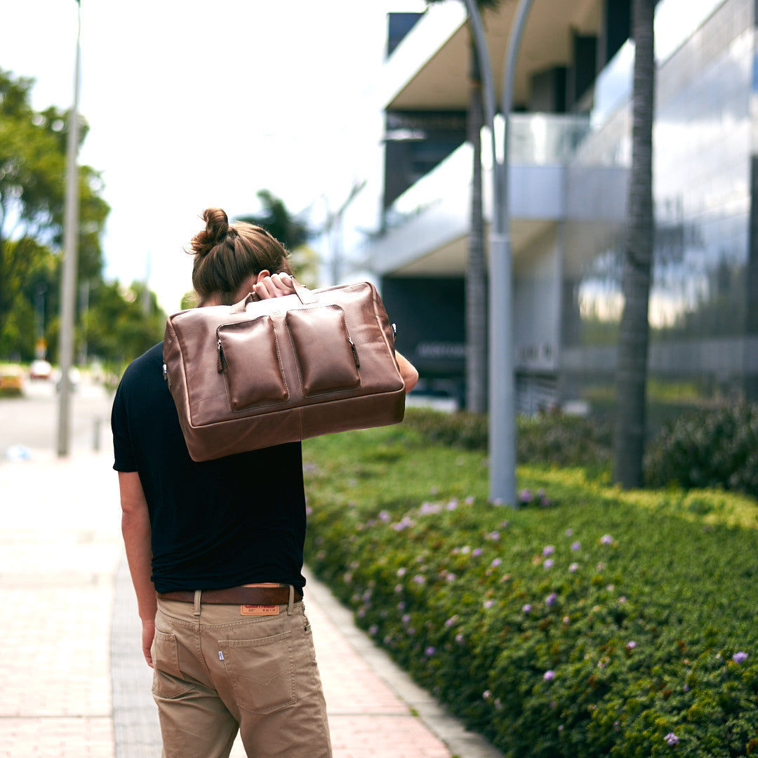 Urban style. Brown handmade leather messenger bag for men. Commuter bag, custom designer leather weekender