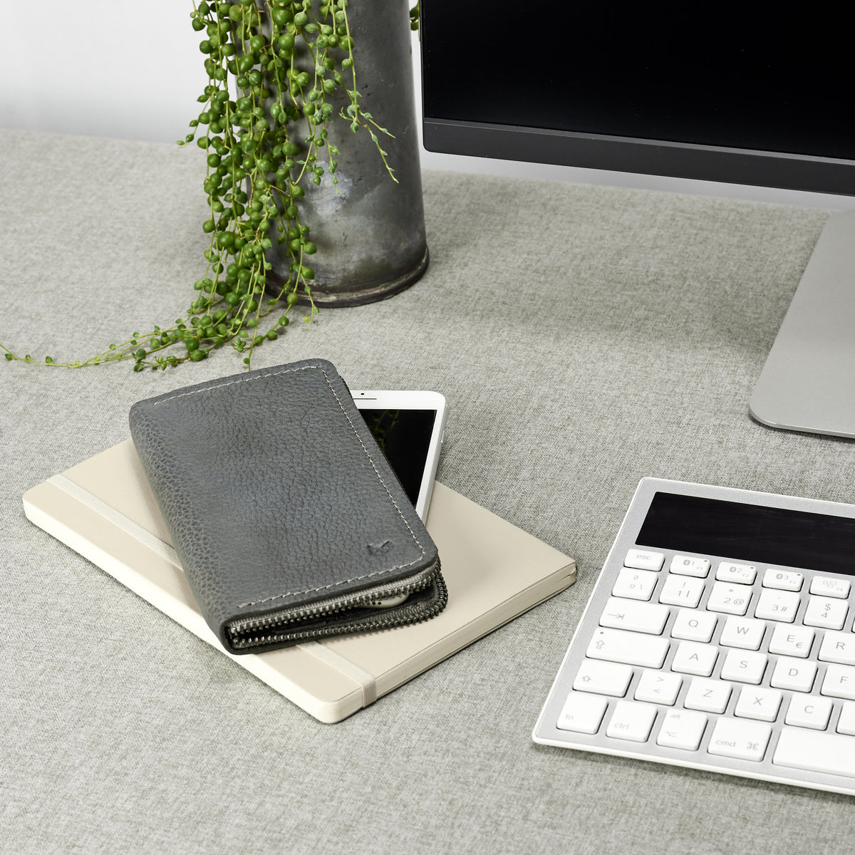 Style. Grey leather case stand wallet for men. iPhone x, iPhone 10, iPhone 8 plus leather stand sleeve