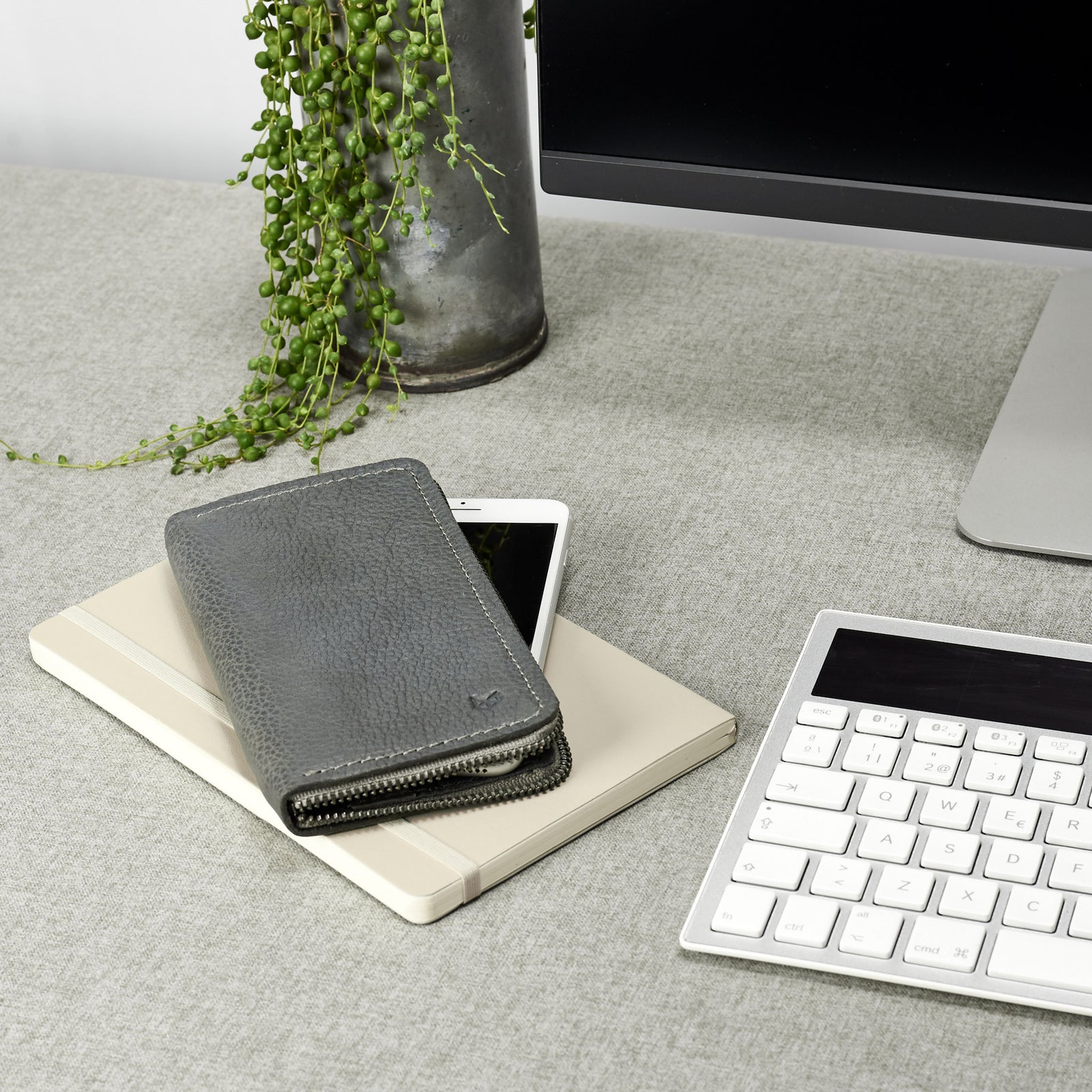 Style. Grey leather case stand wallet for men. iPhone x, iPhone 10, iPhone 8 plus leather stand sleeve