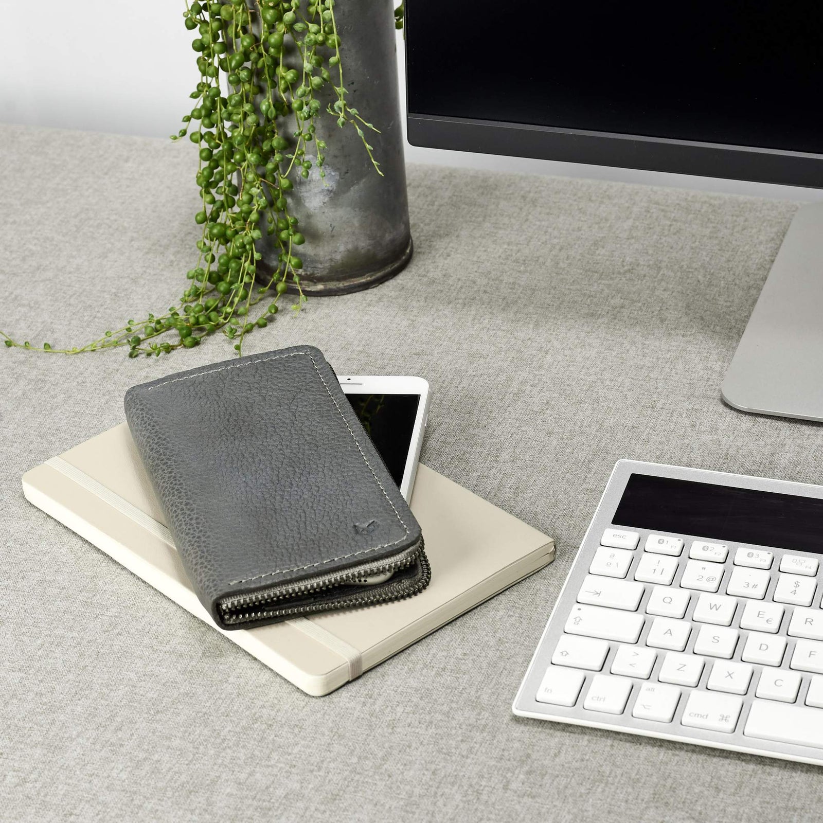 Style. Grey leather case stand wallet for men. iPhone x, iPhone 10, iPhone 8 plus leather stand sleeve