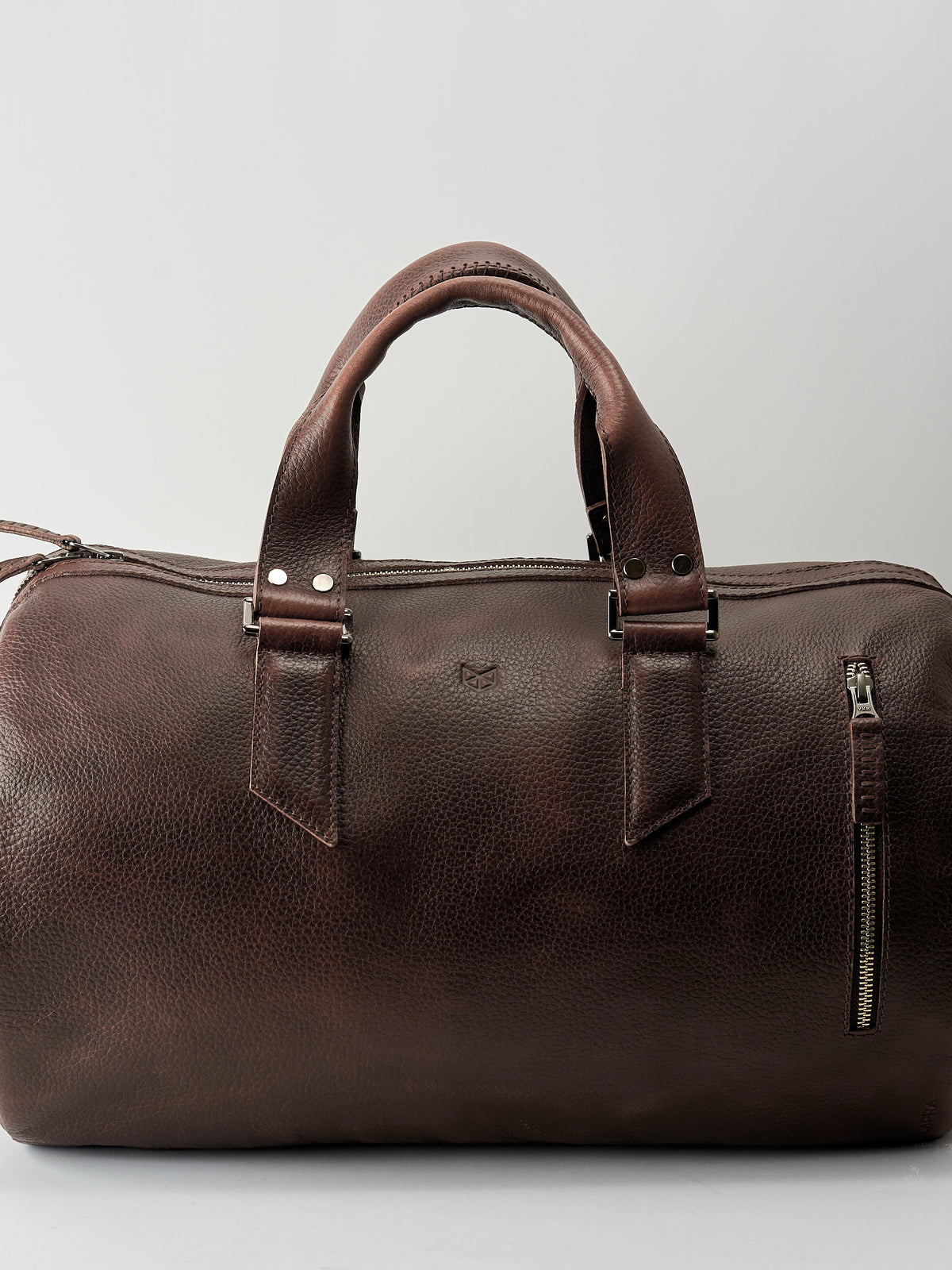 Dark Brown fashion leather duffle bag for men. Handmade designer handbag 