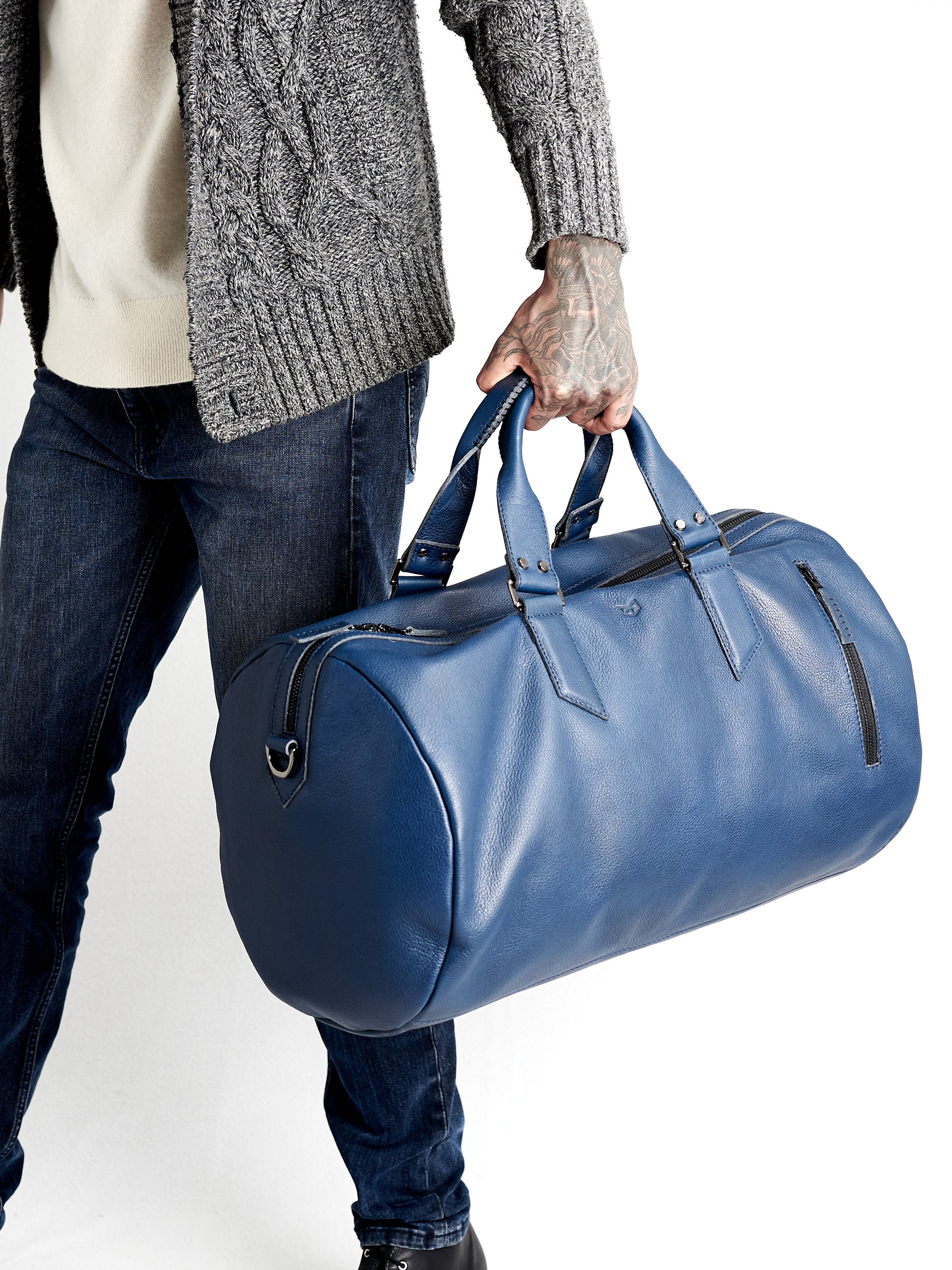 Travel weekender. Substantial Duffle Bag Navy by Capra Leather