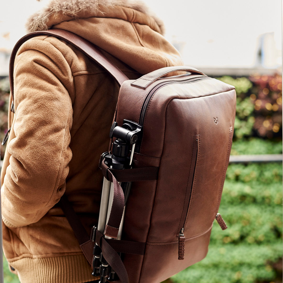 travel backpack brown by capra leather
