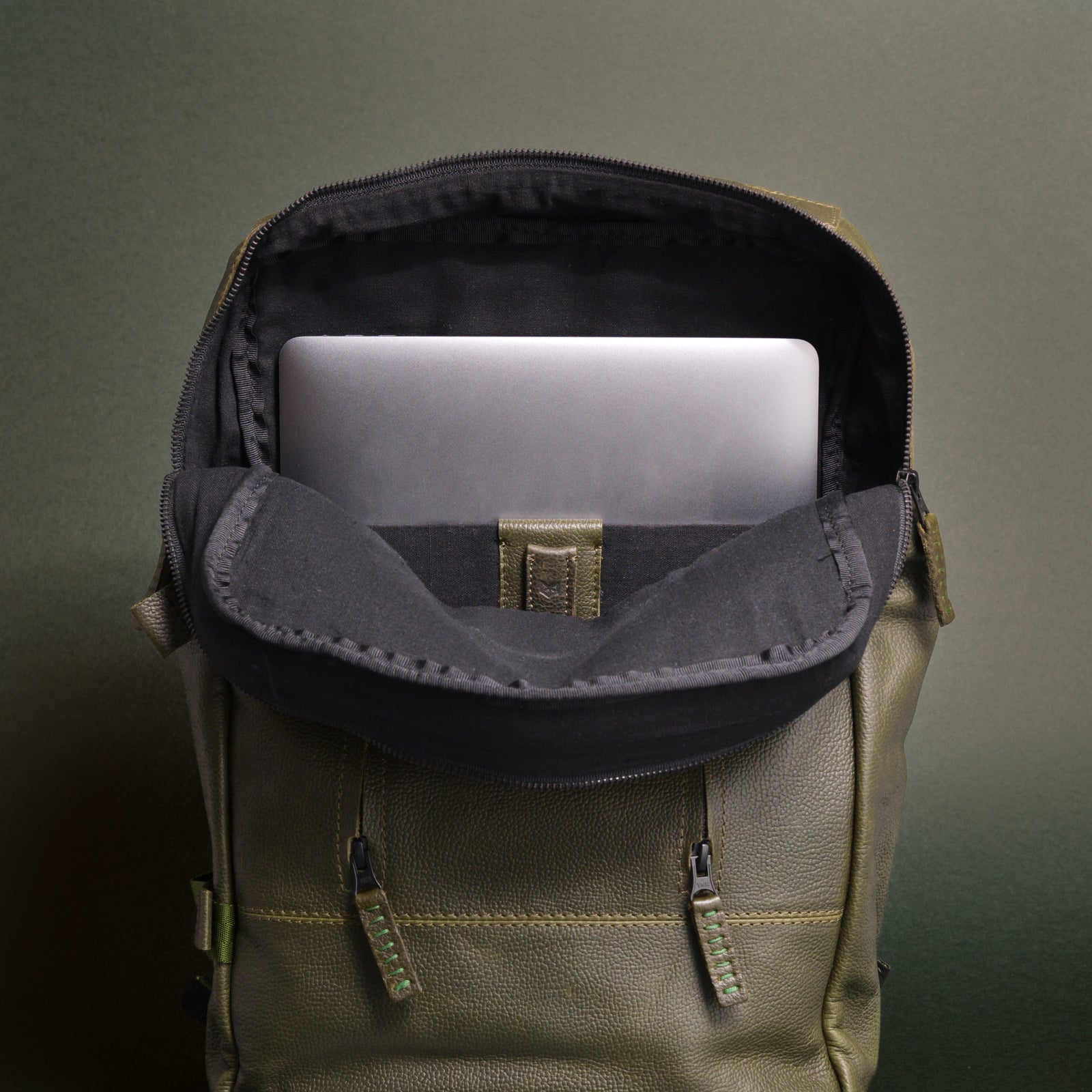 backpacks green by capra leather