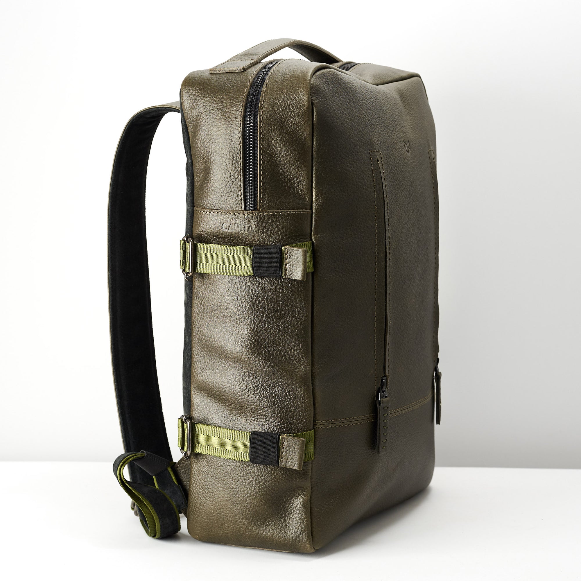 leather backpack men green by capra