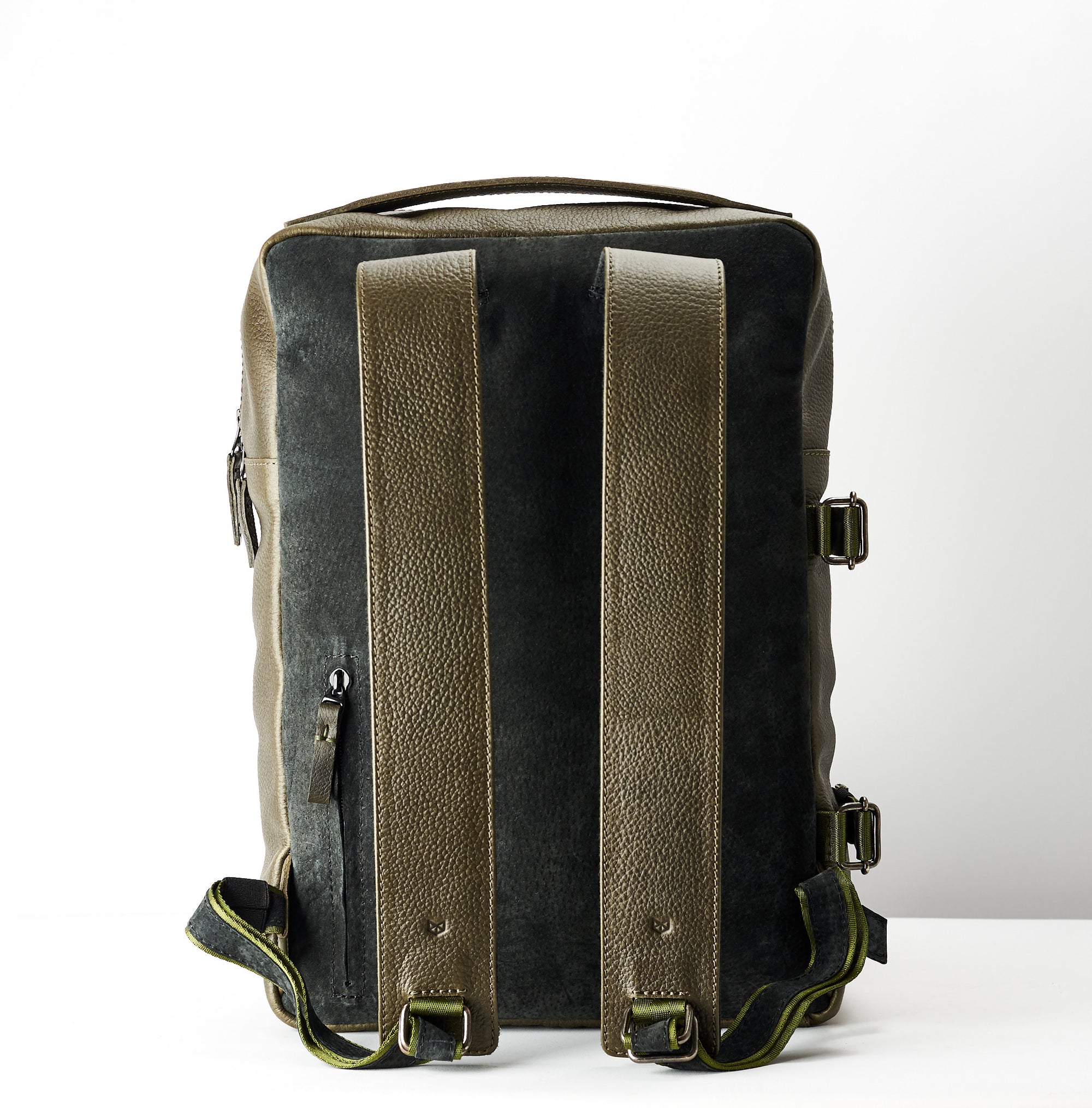away backpack green by capra leather