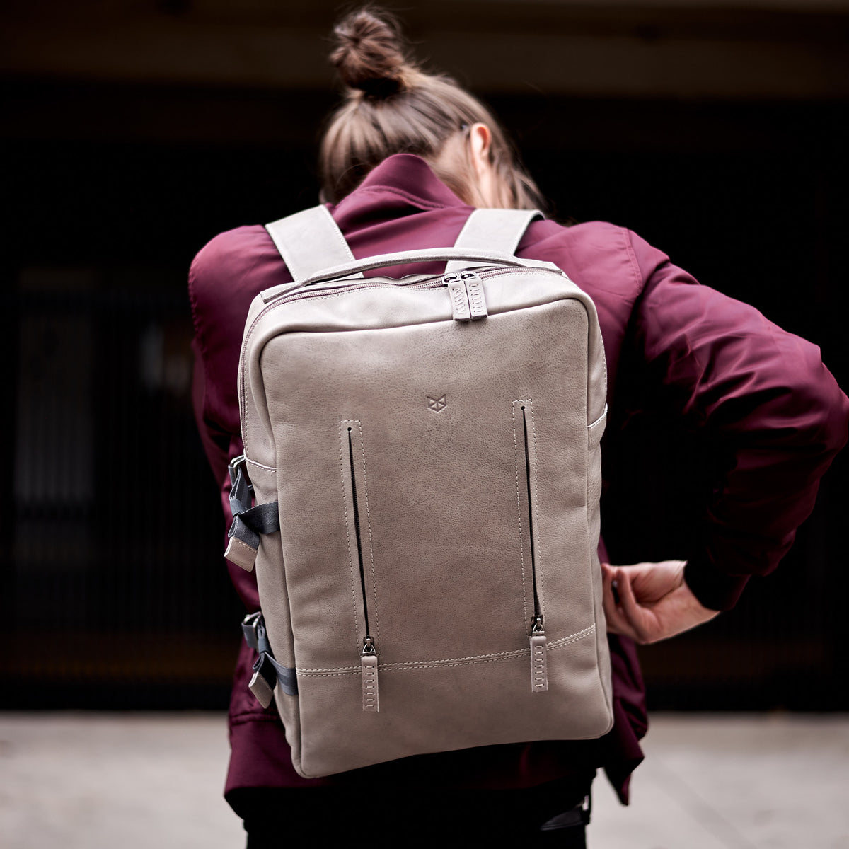 best work backpack for men grey by capra leather
