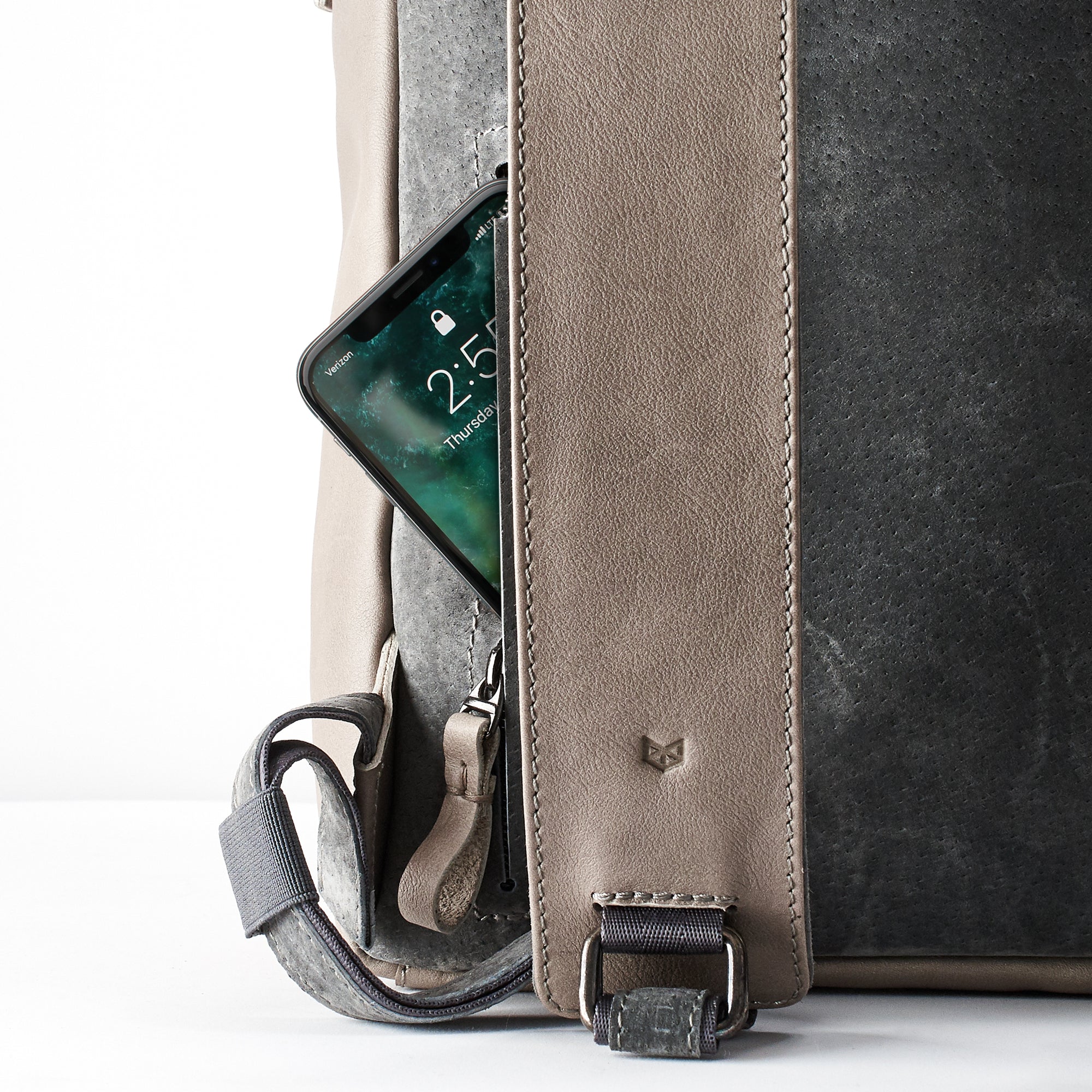 handmade leather backpack grey by capra leather
