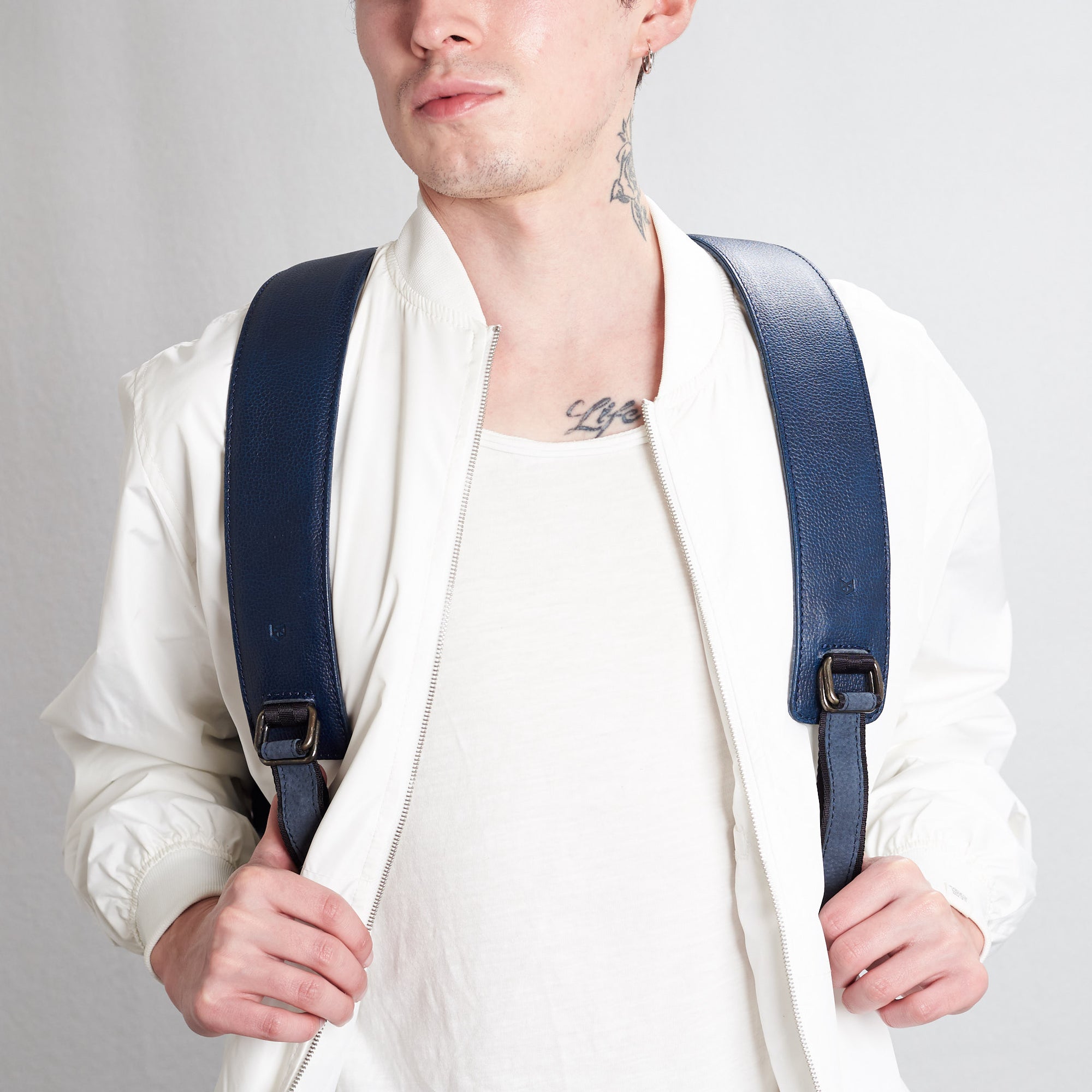 leather rucksack navy by capra leather