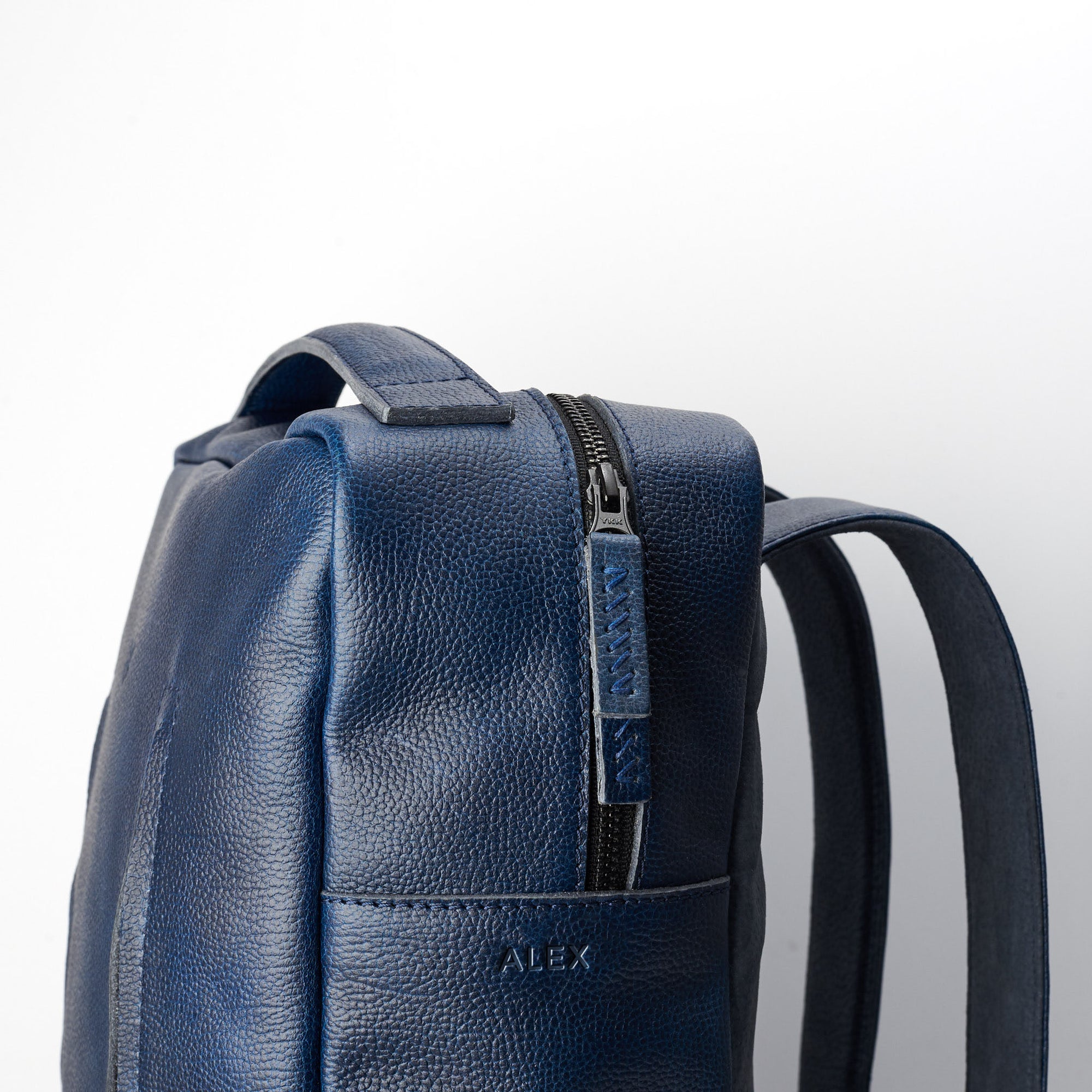 custom backpack navy by capra leather