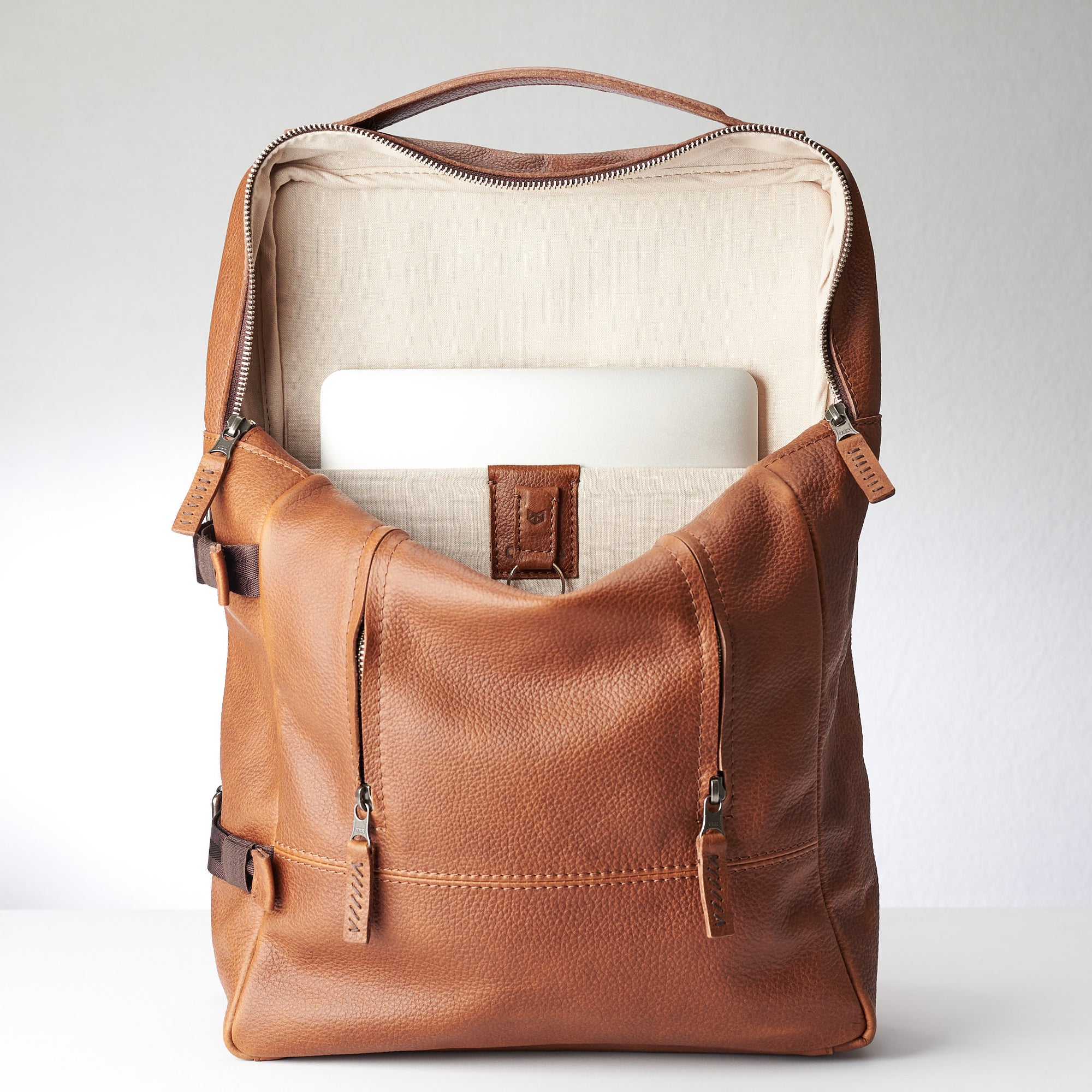 backpack with laptop compartment tan by capra leather