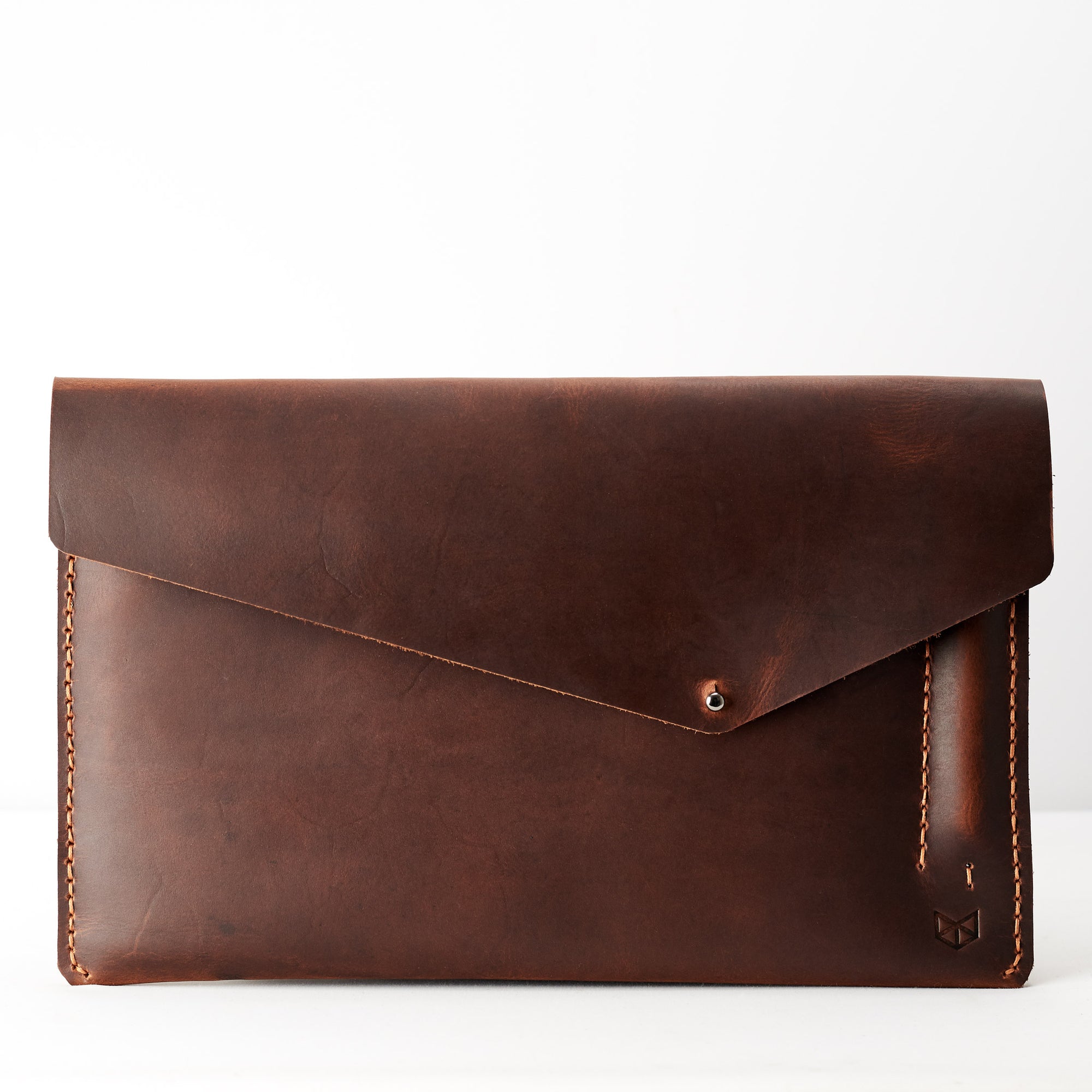 Closed. Tan leather sleeve for ASUS Zenbook Pro Duo. Mens gifts