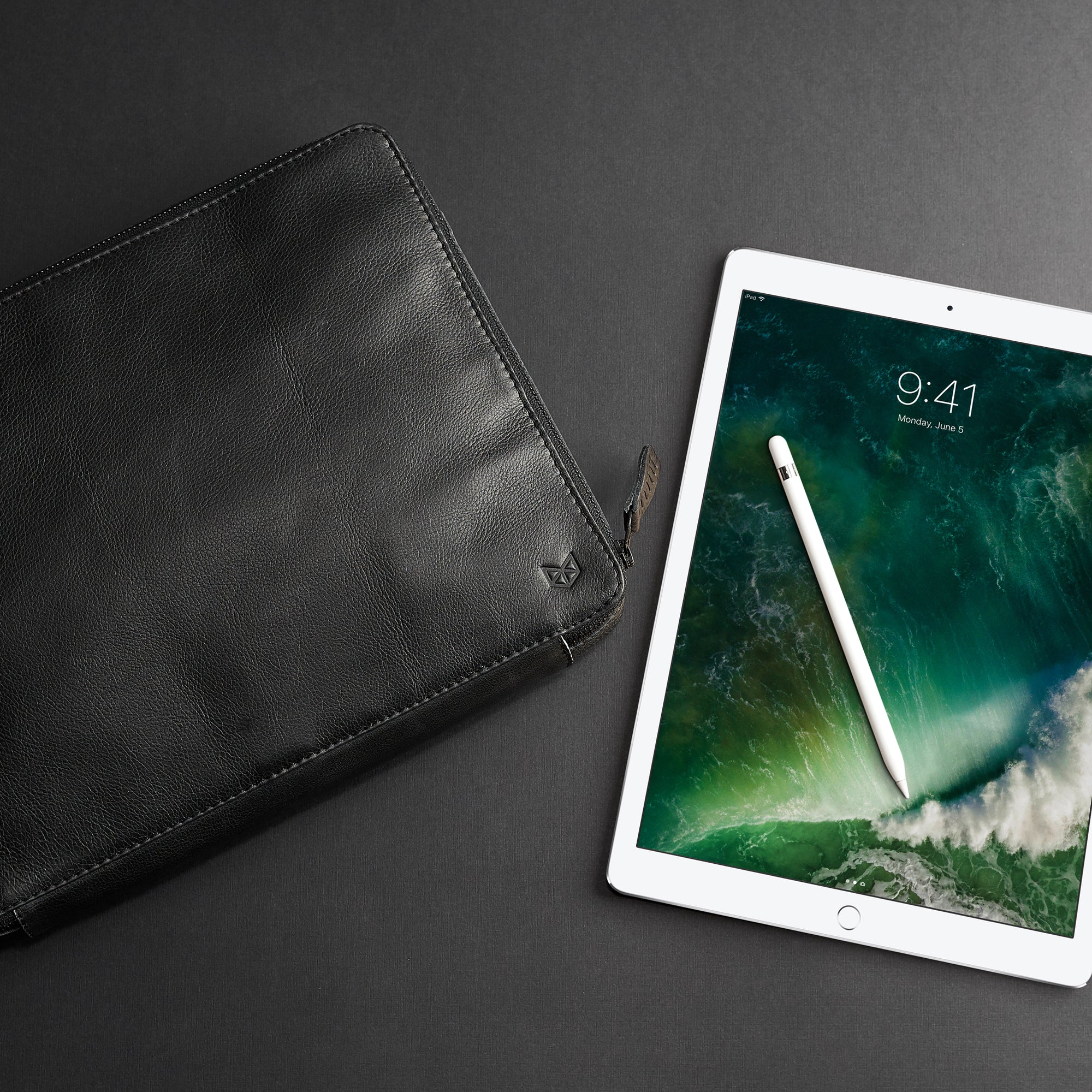 iPad Pro 12.9" case. Best tech pouch black by Capra Leather