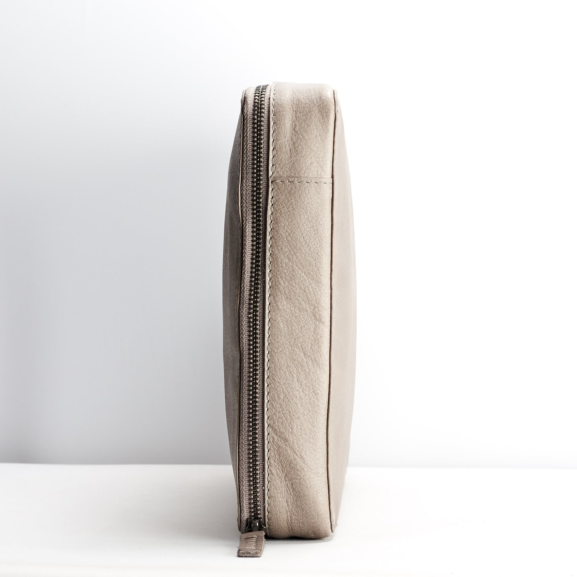 Slim profile. Best tech organizer bag for travel Grey by Capra Leather