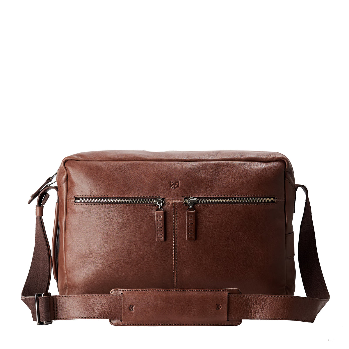 Front. Brown handmade leather messenger bag for men. Commuter bag, laptop leather bag by Capra Leather.