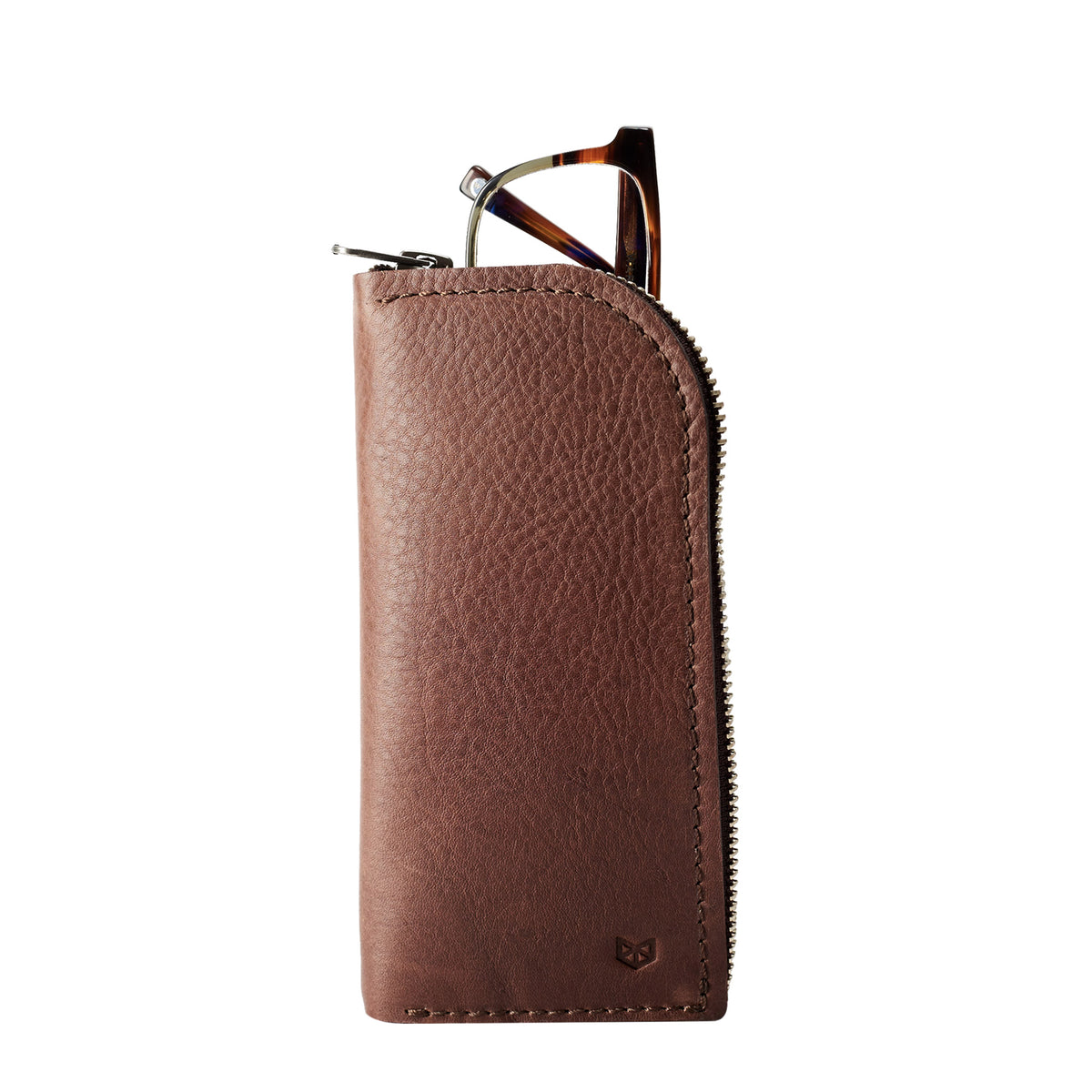 Gifts for men. Brown leather Glasses case, sunglasses case, hand stitched leather sleeve for reading glasses