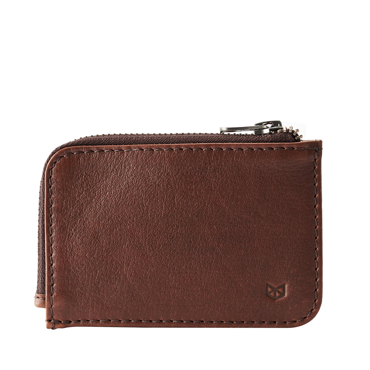Cover. Minimalist brown zipper card holder. Men&#39;s bills and coins wallet. Slim designer credit cards holder